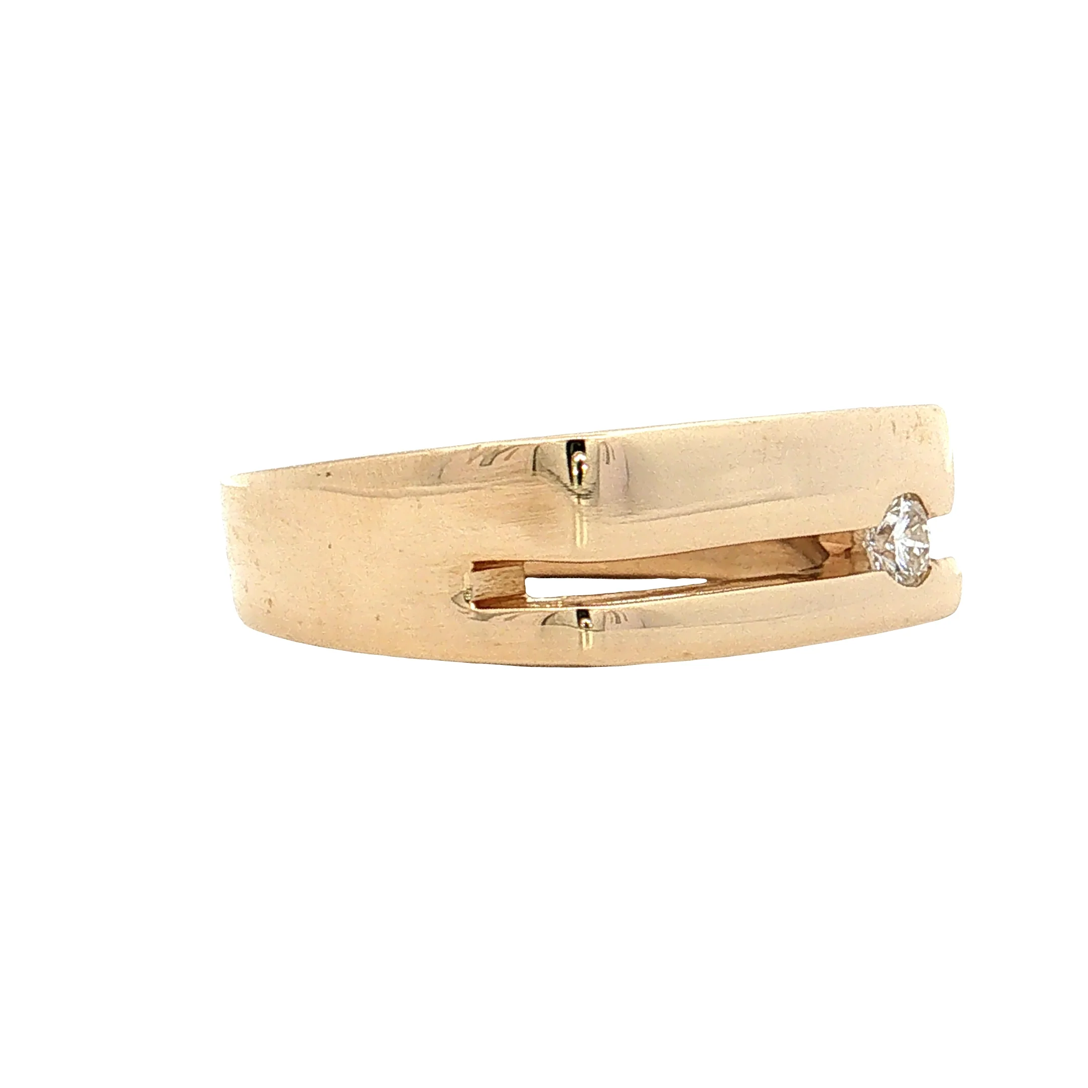 .21 Diamond Signet Wedding Band 14k Yellow Gold - Image 3