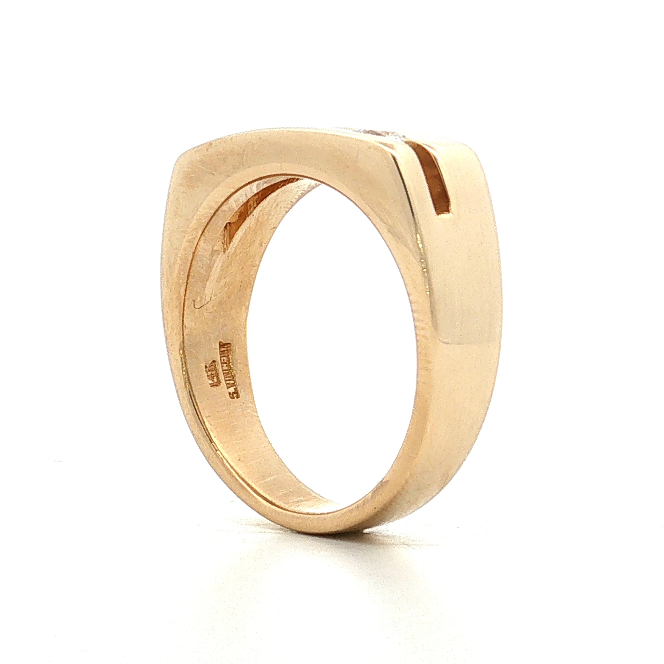 .21 Diamond Signet Wedding Band 14k Yellow Gold - Image 5