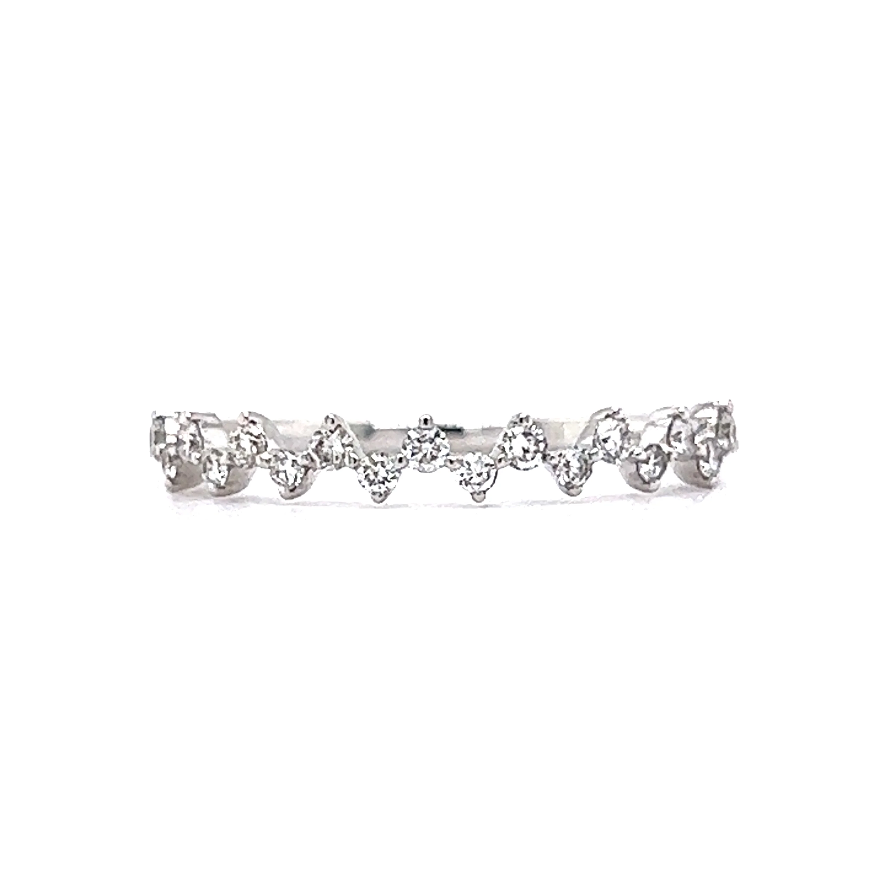 .21 Offset Diamond Wedding Band in 14k White Gold