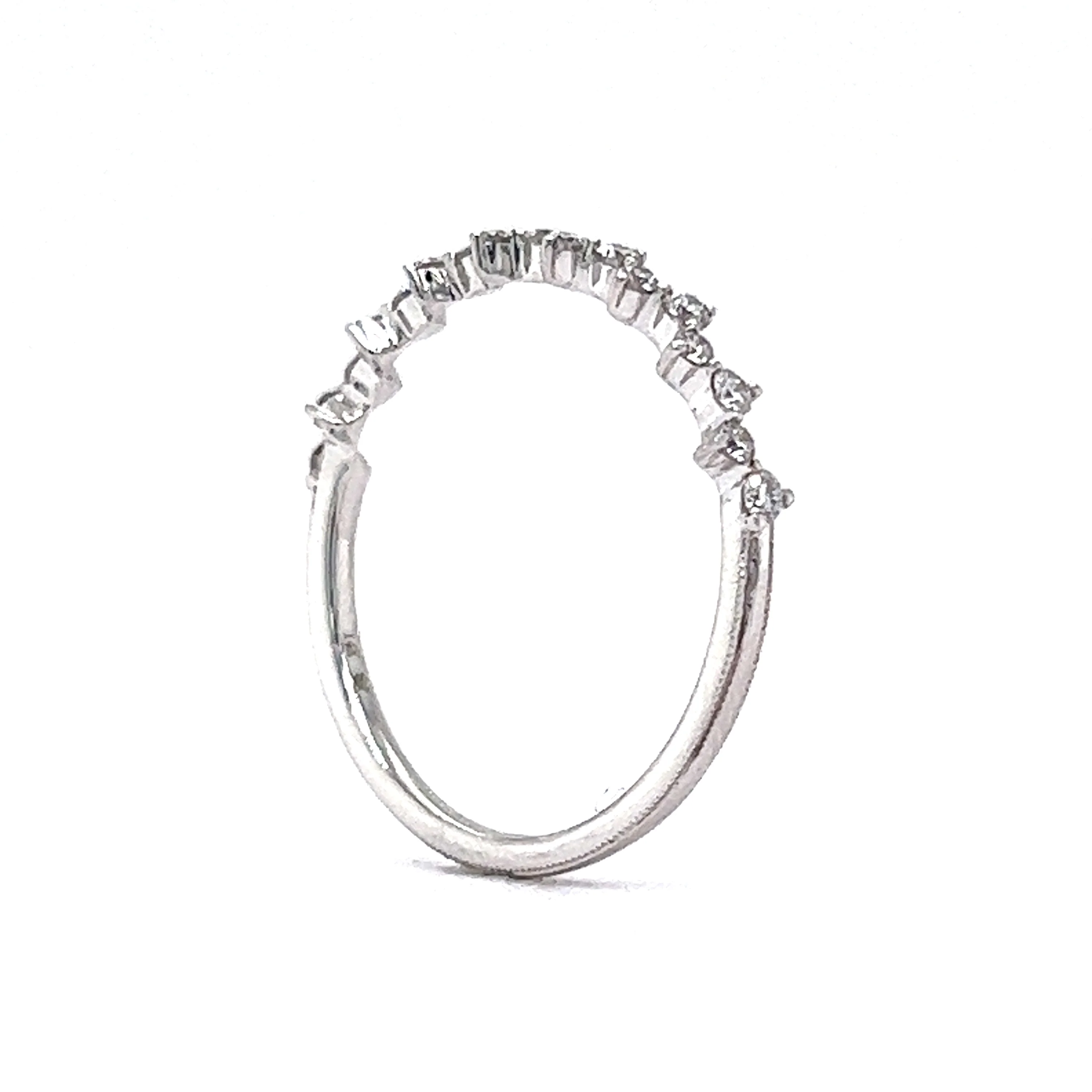 .21 Offset Diamond Wedding Band in 14k White Gold - Image 5