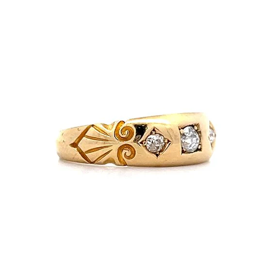 .21 Victorian Three Stone Diamond Band in 14k - Image 3