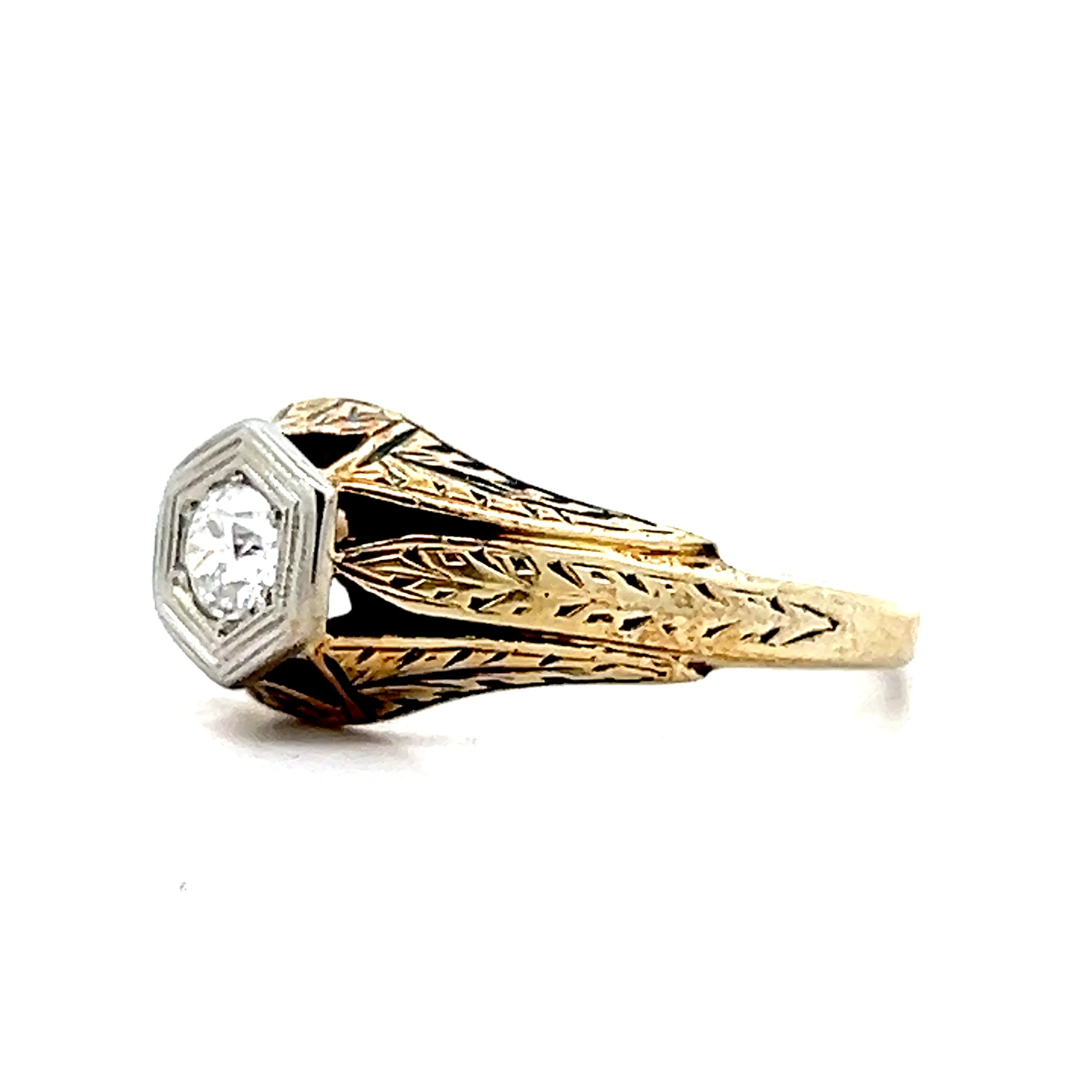 .21 Vintage Art Deco Solitaire Engagement Ring 14k - Image 2