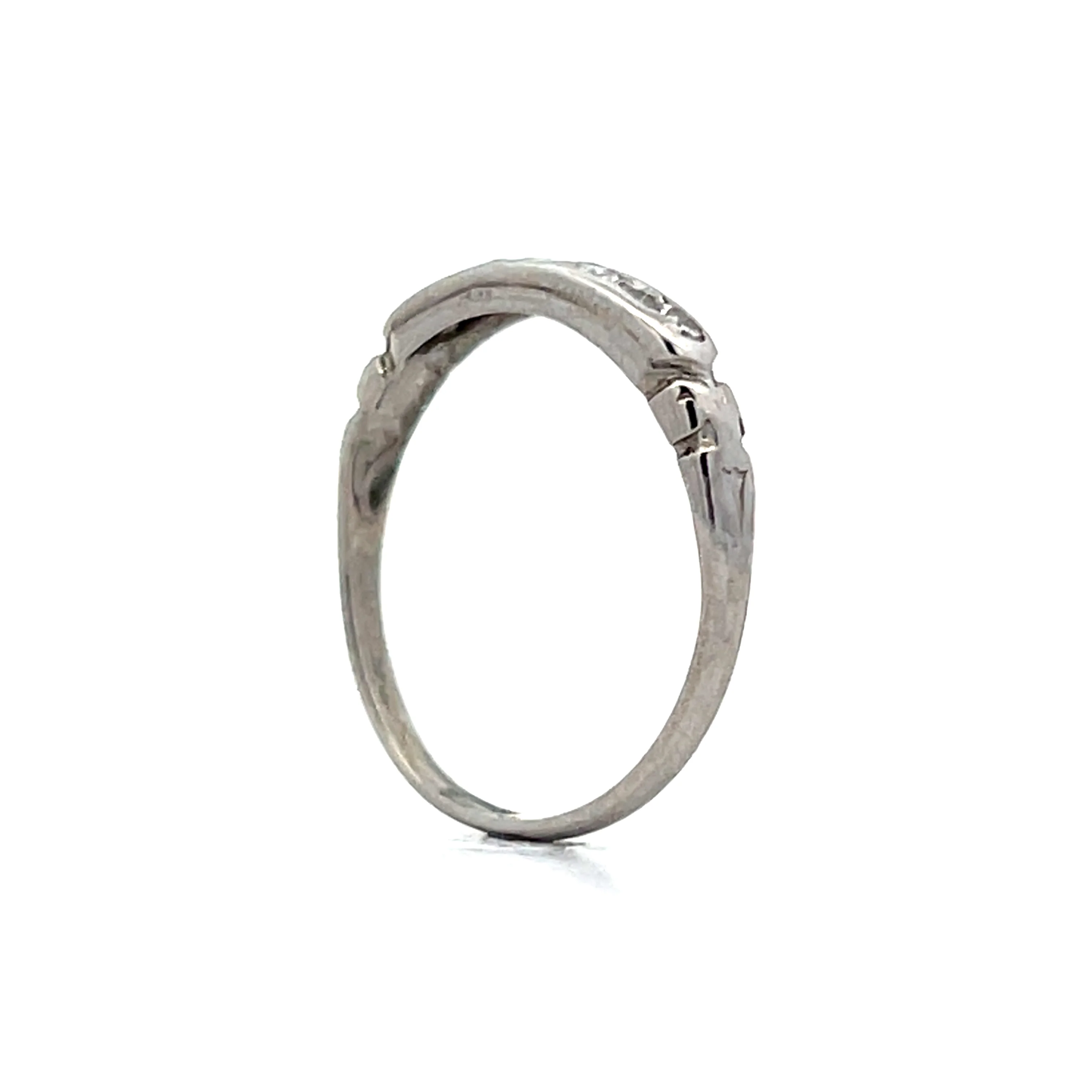 .21 Antique Deco Diamond Wedding Band in Platinum - Image 5