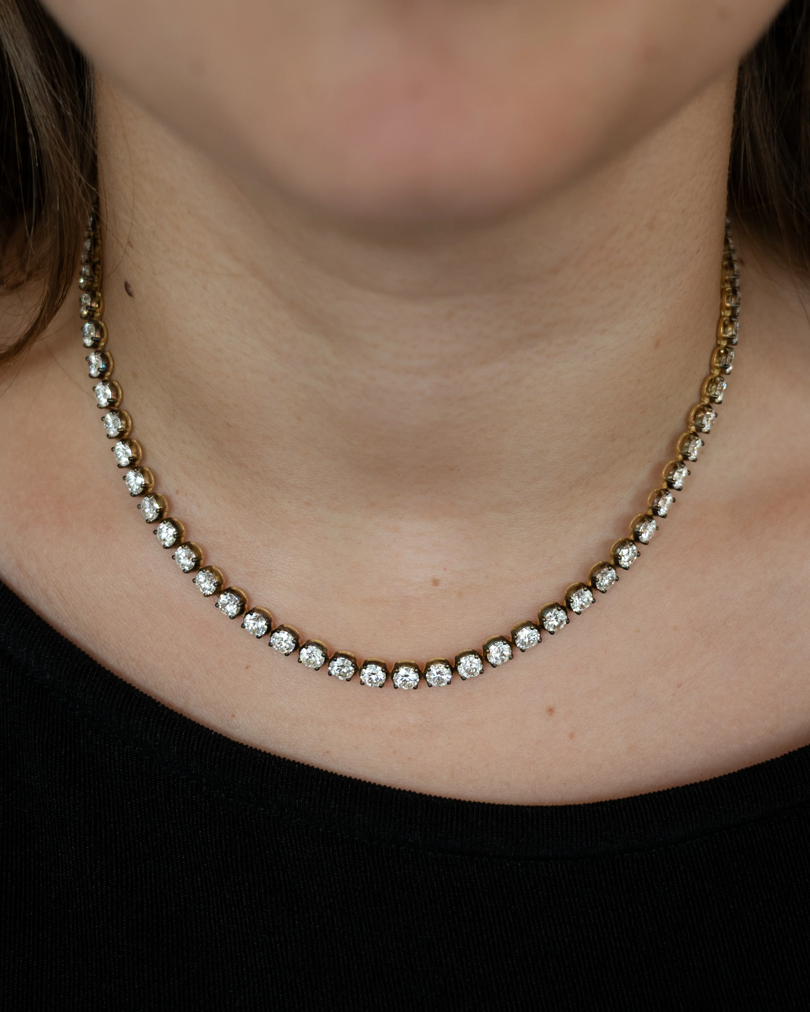 22.56 Round Diamond Tennis Necklace in 18k - Image 5