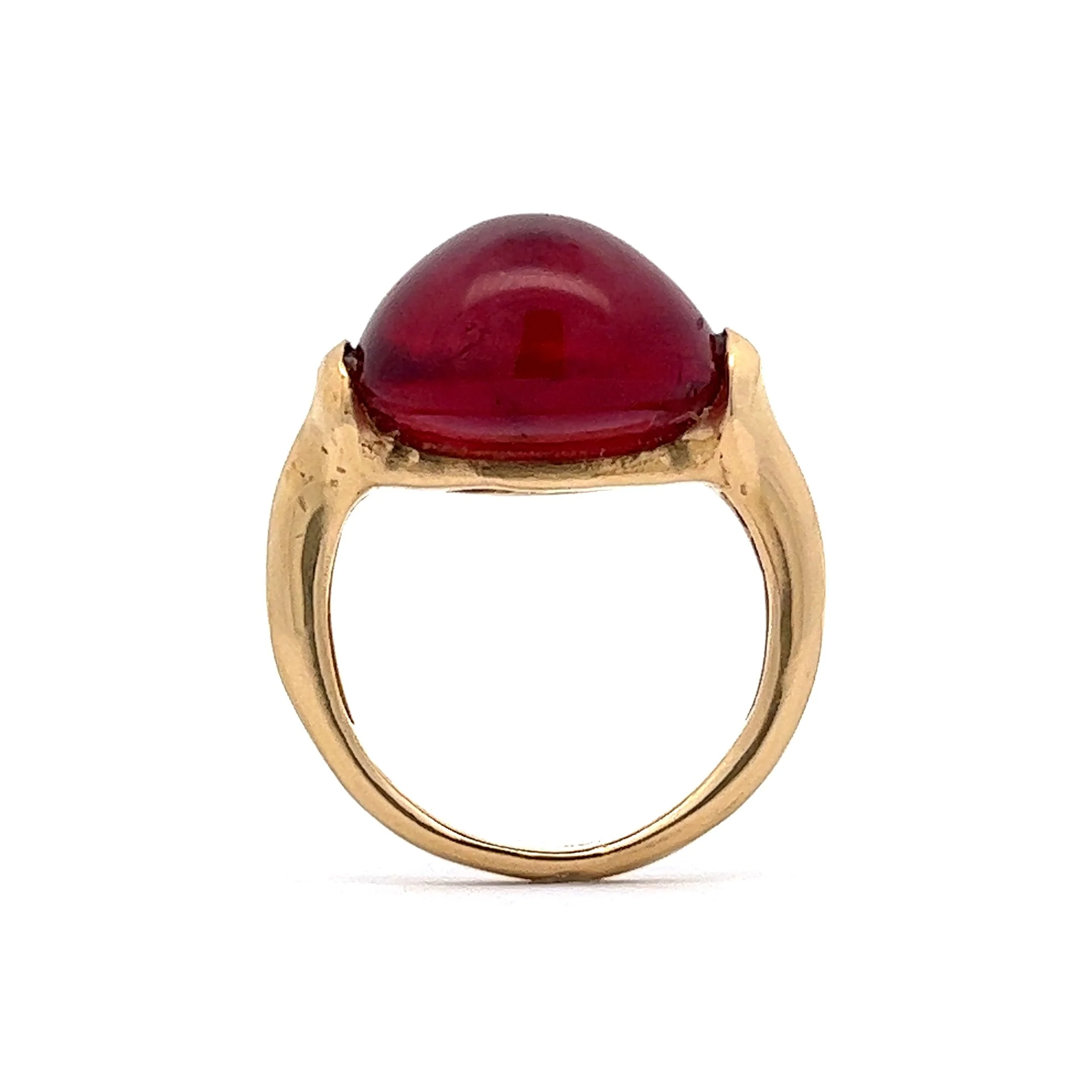 22.60 Cabochon Tourmaline Cocktail Ring in 14k Yellow Gold - Image 4