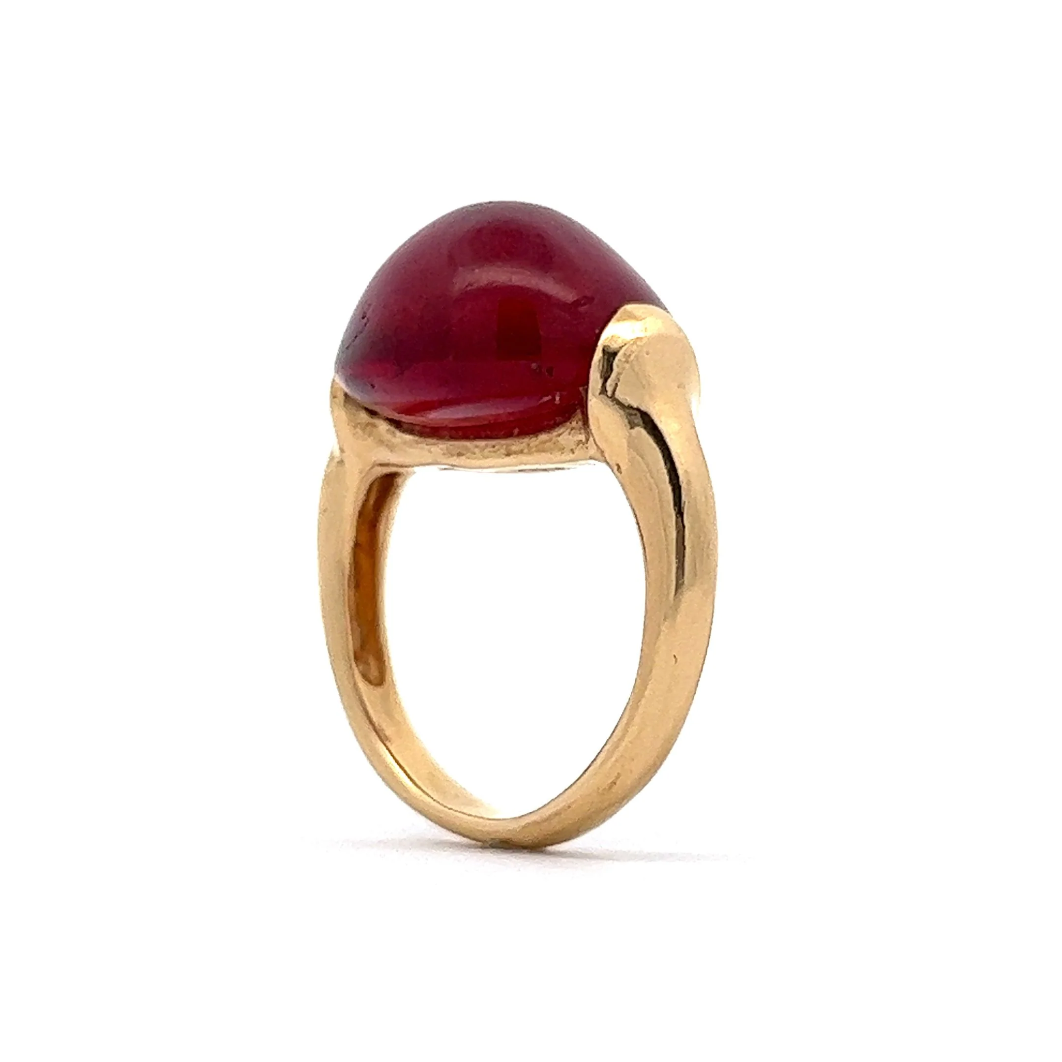 22.60 Cabochon Tourmaline Cocktail Ring in 14k Yellow Gold - Image 5