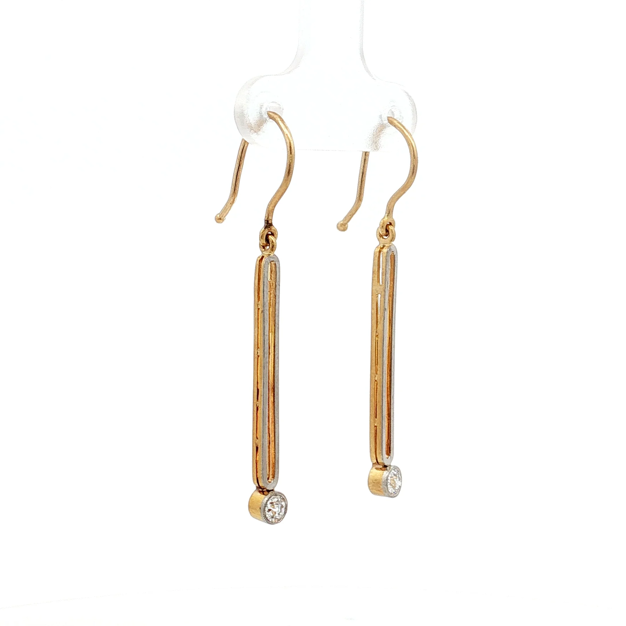 .22 Antique Art Deco Diamond Drop Earrings in 18k/Platinum - Image 3