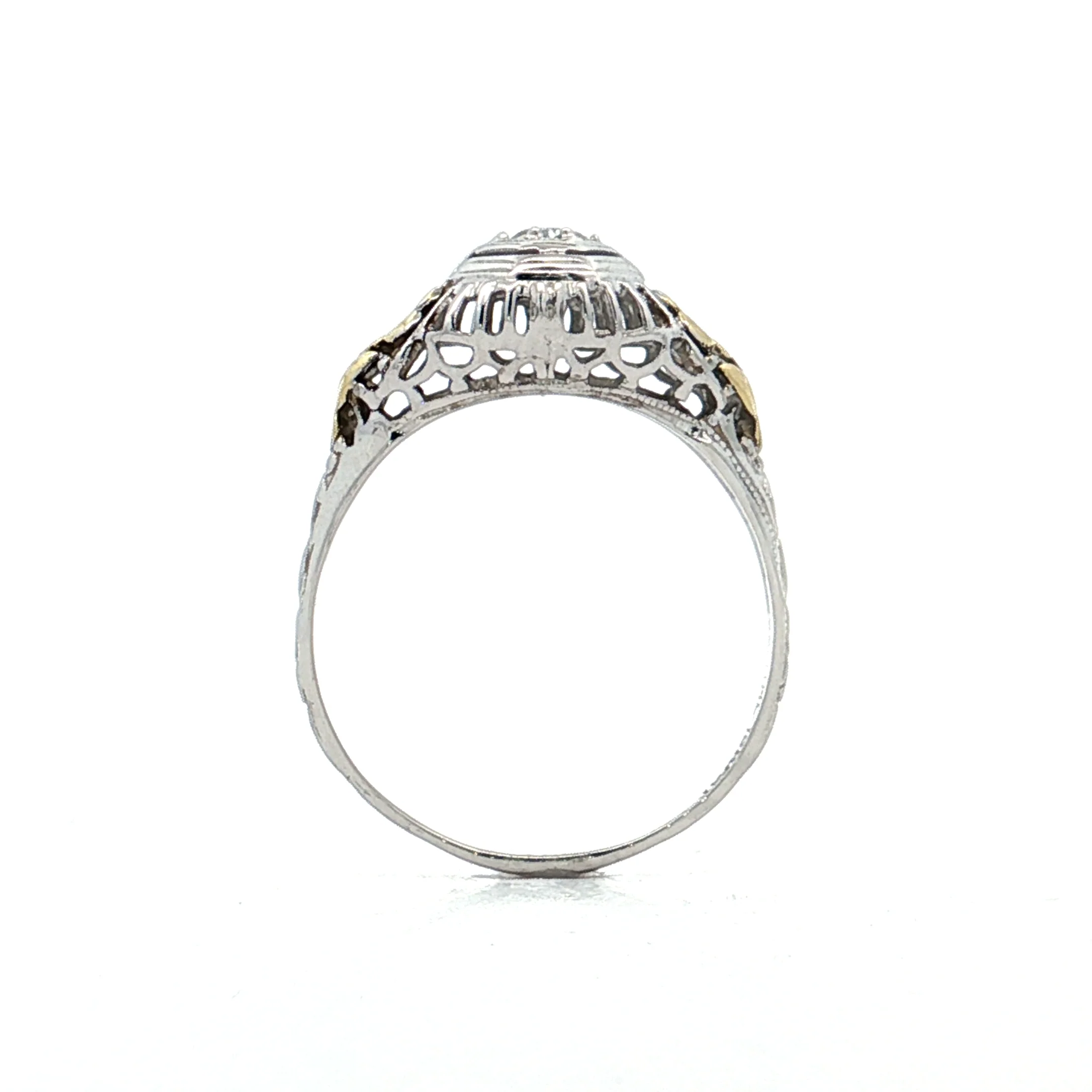 .22 Antique Deco Diamond Filigree Engagement Ring 18k - Image 4
