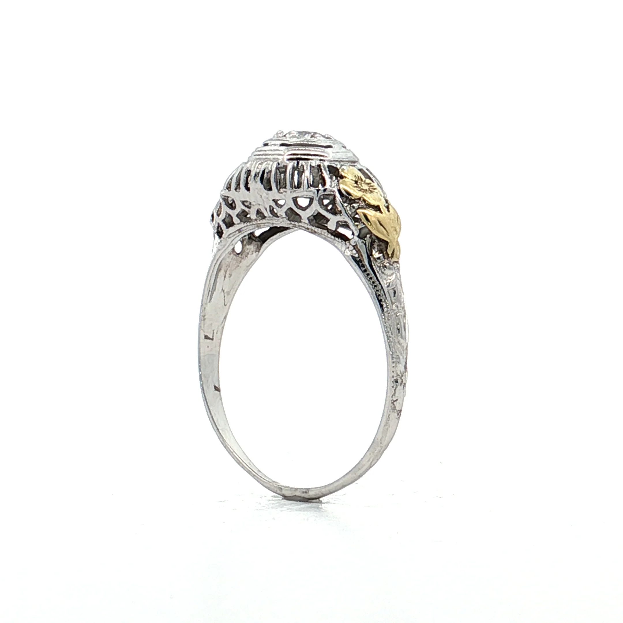 .22 Antique Deco Diamond Filigree Engagement Ring 18k - Image 5