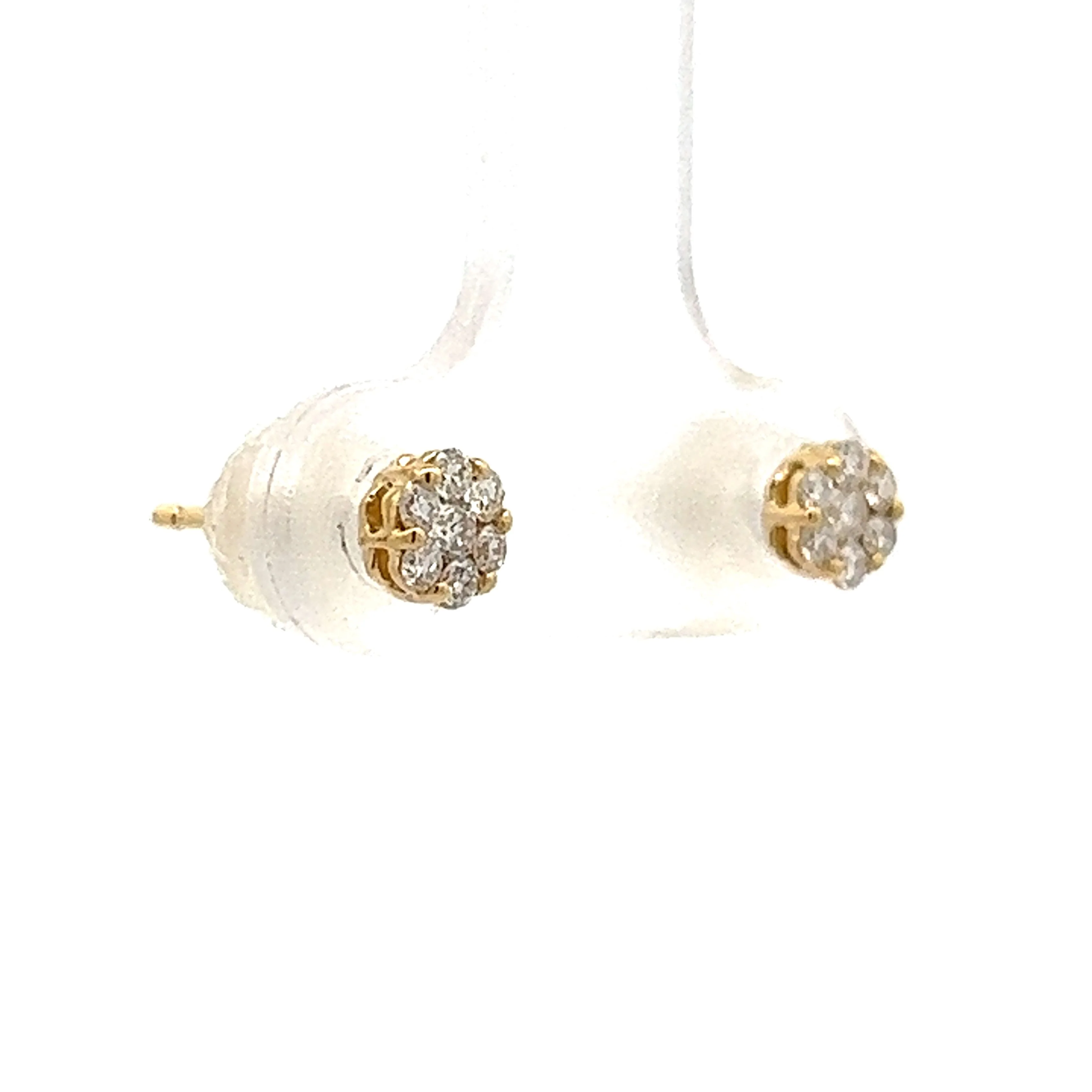 .22 Diamond Cluster Stud Earrings in 14k Yellow Gold - Image 3