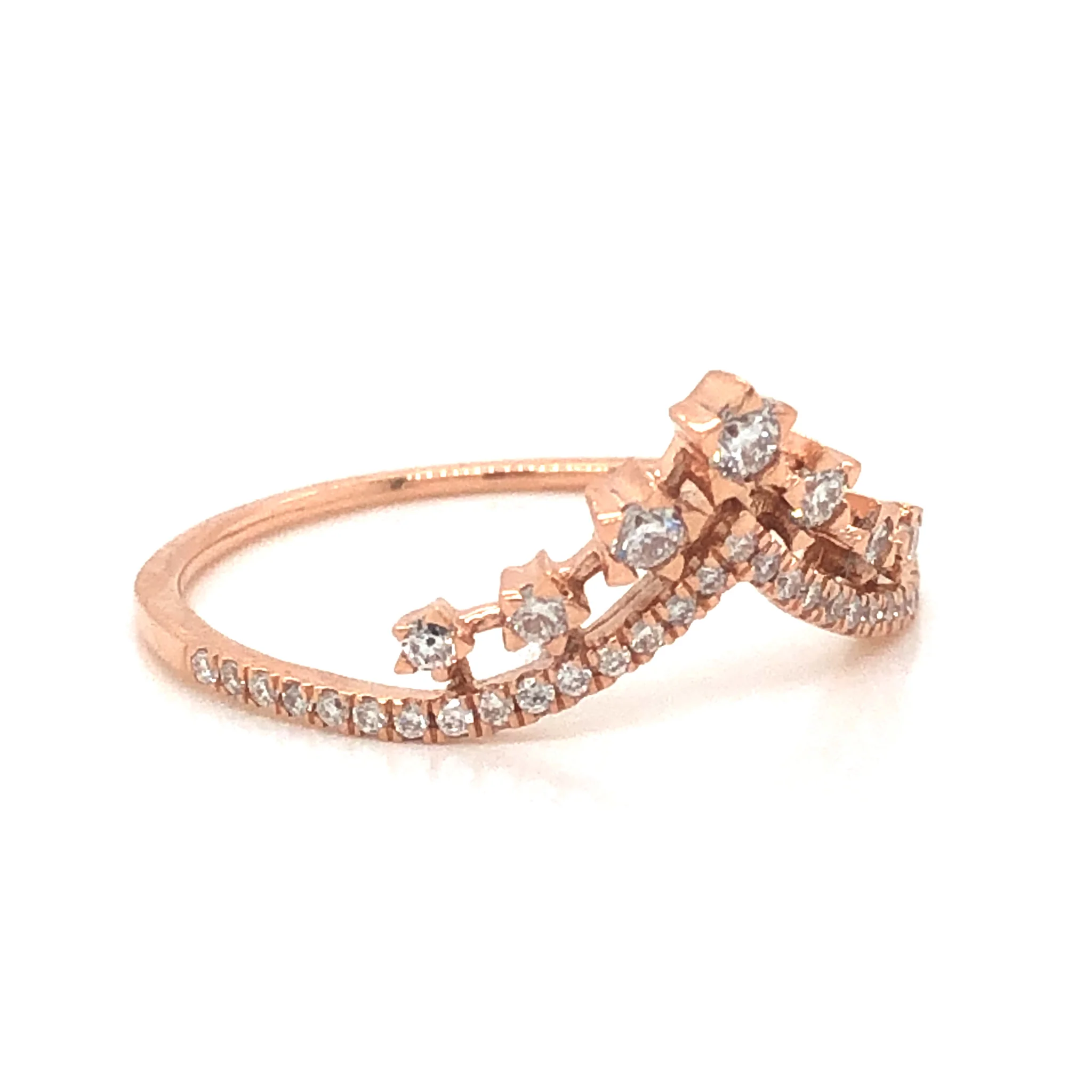 .22 Diamond Tiara Wedding Band in 14k Rose Gold - Image 3