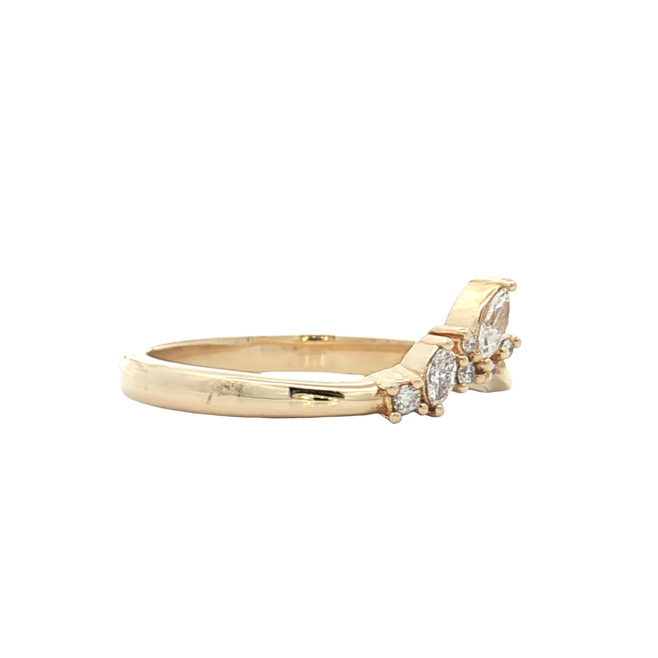 .22 Marquise & Round Diamond Wedding Band 14k - Image 3