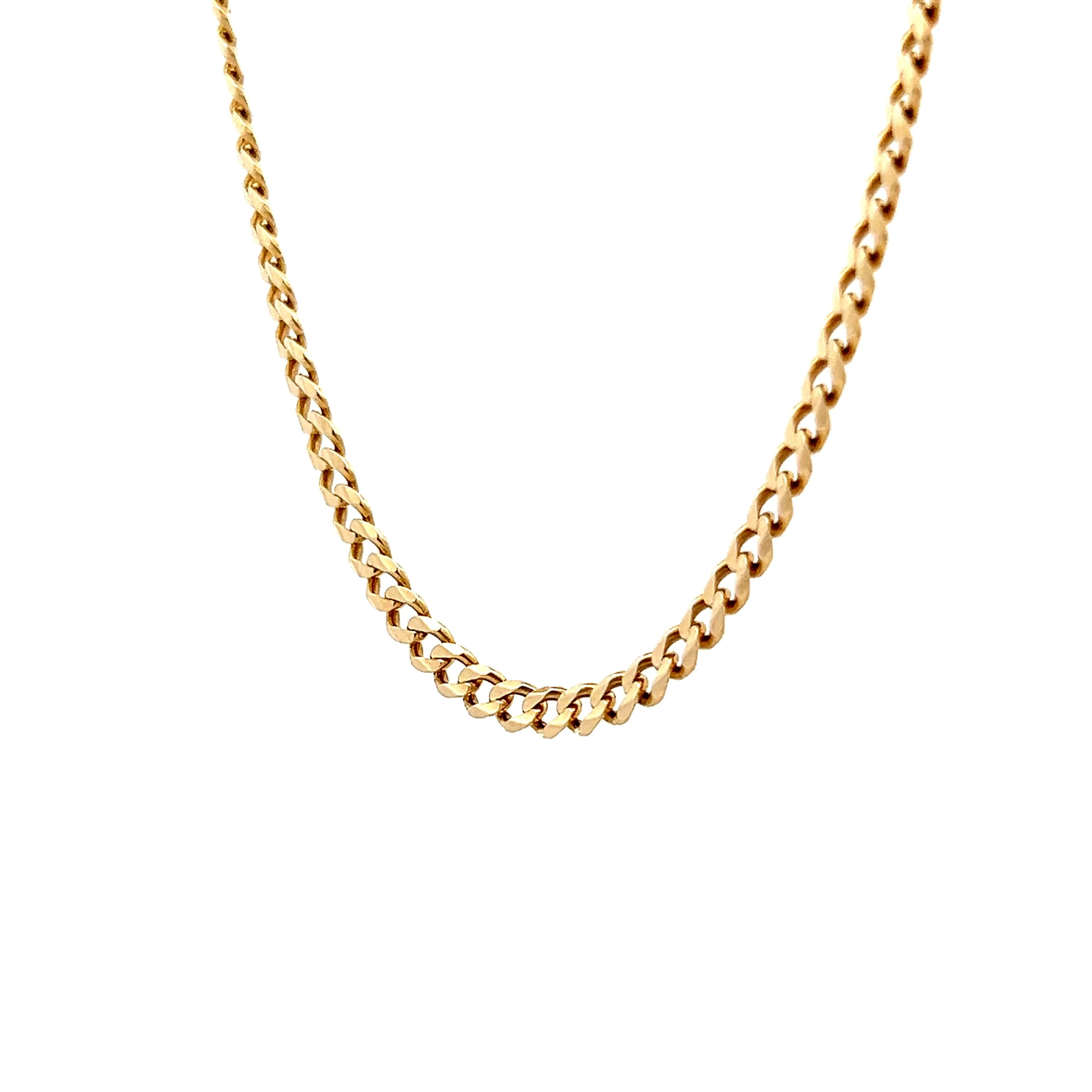 22" Mens Curb Link Chain in 14k Yellow Gold - Image 2