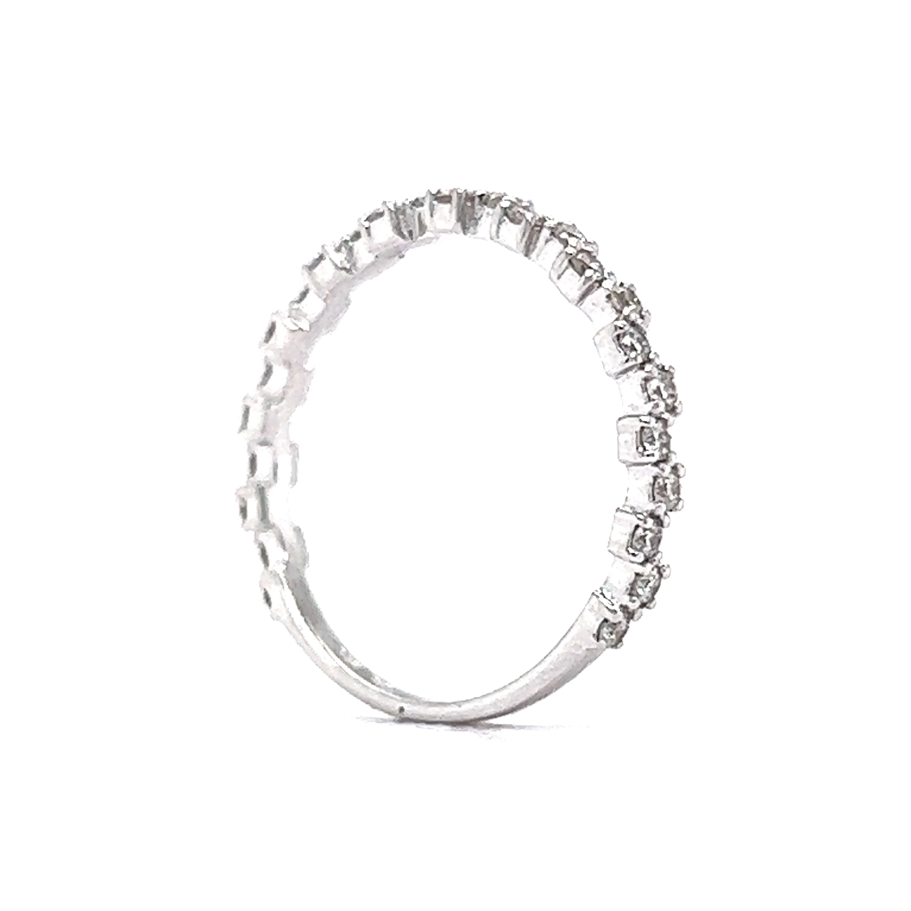.22 Offset Diamond Wedding Band in 14k White Gold - Image 5