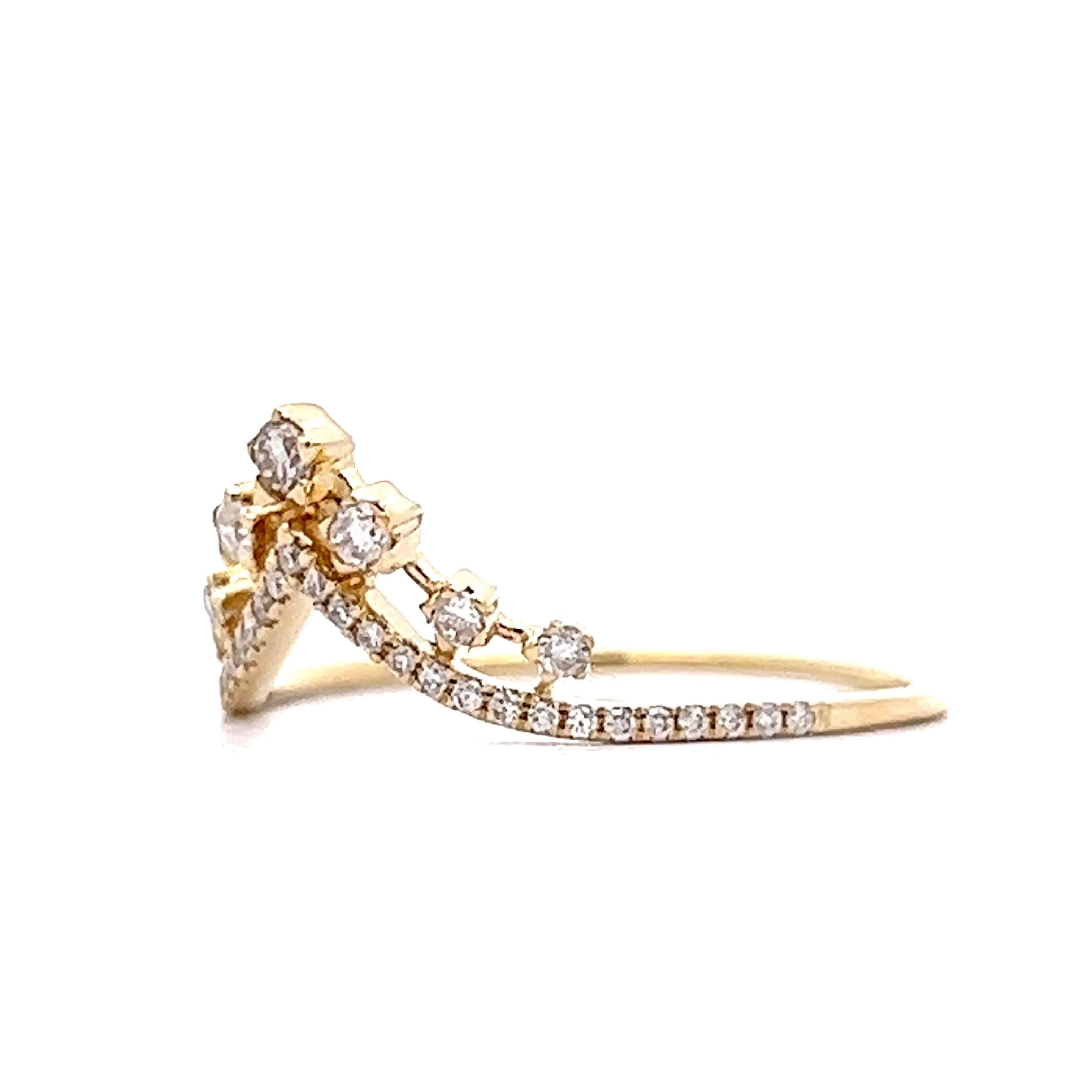 .22 Round Diamond Tiara Wedding Band in 14k Yellow Gold - Image 2