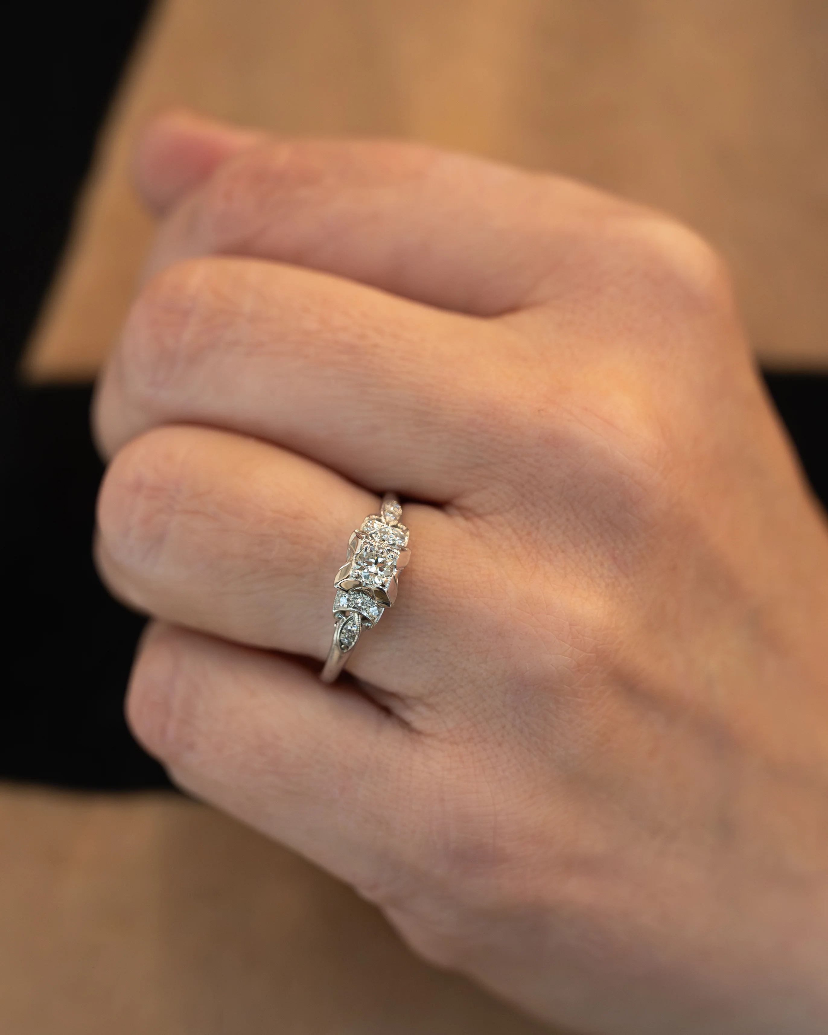 .22 Vintage Deco Diamond Engagement Ring 18k - Image 7