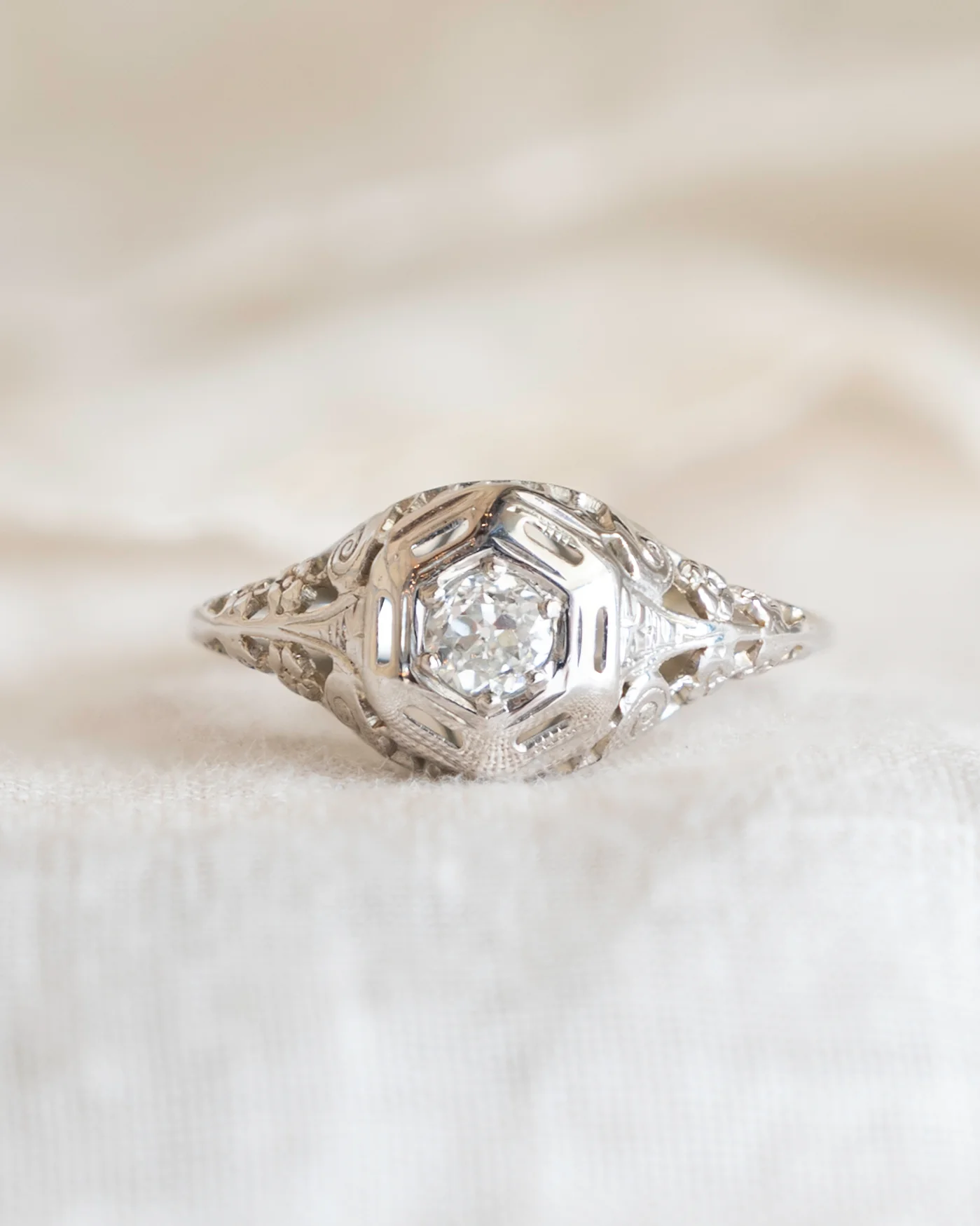 .23 Antique Old European Diamond Engagement Ring 18k - Image 6