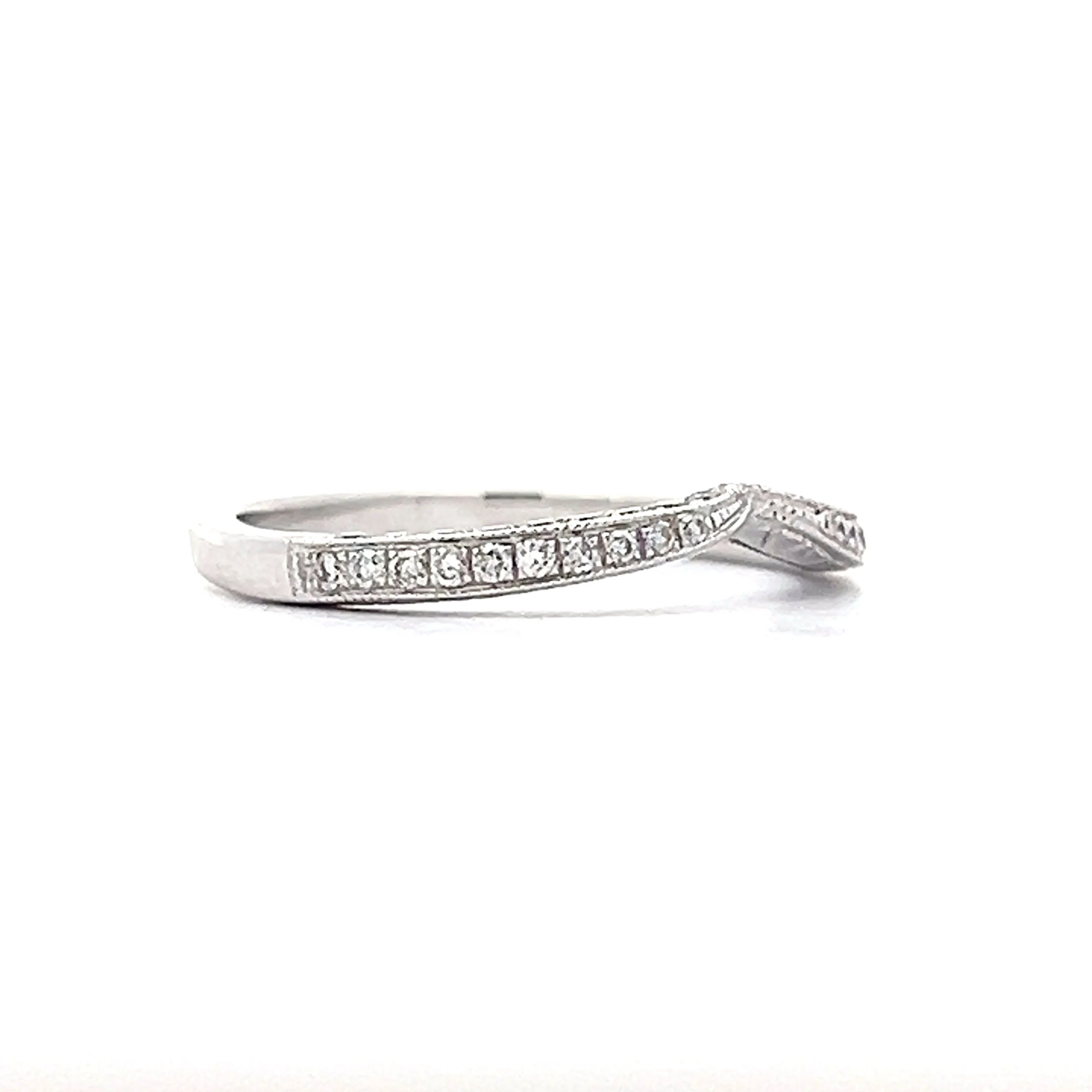 .23 Contoured Milgrain Wedding Band in 14k White Gold - Image 3