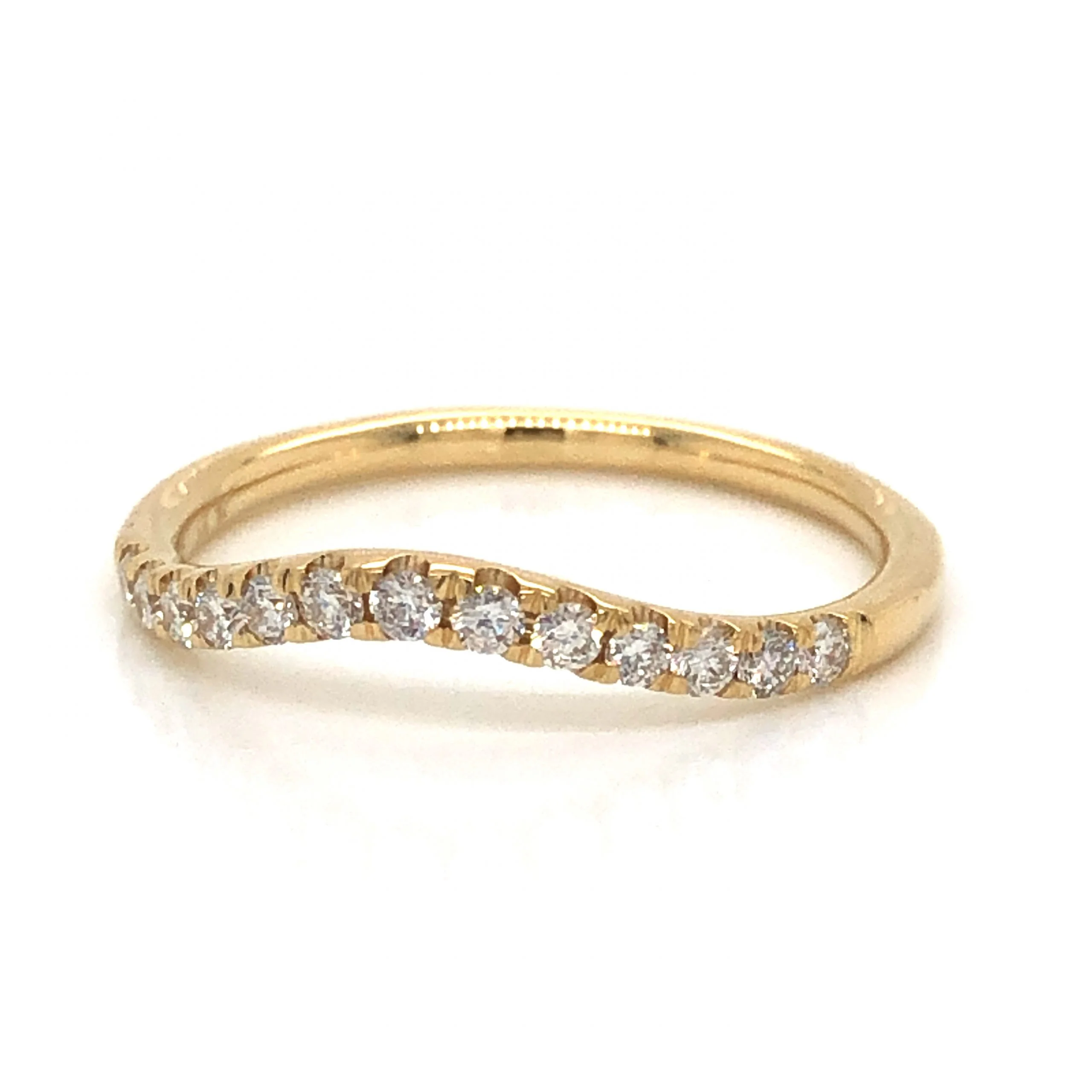 .23 Curved Diamond Wedding Band in 14K Yellow Gold - Image 2