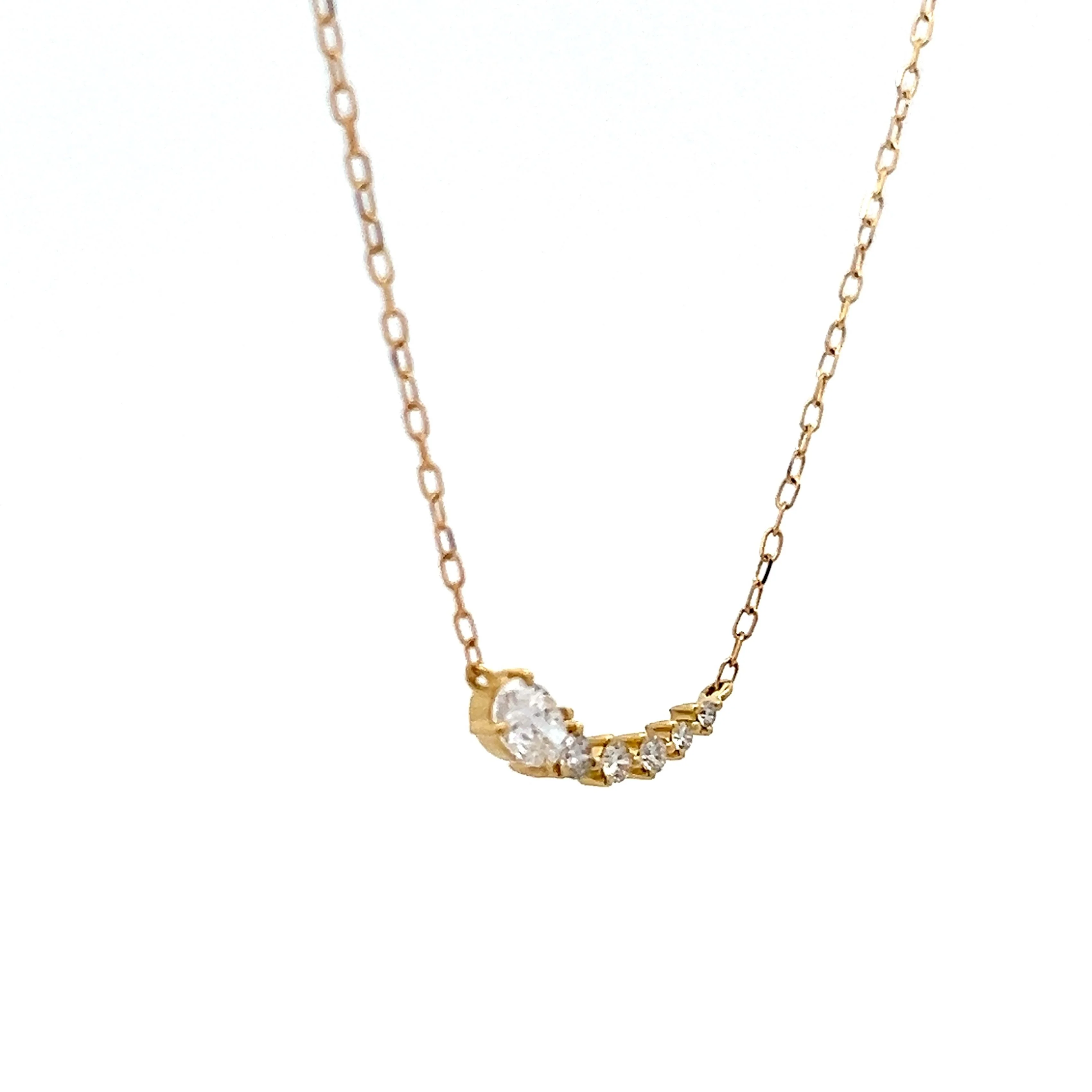.23 Diamond Curved Bar Pendant Necklace in 18k - Image 3