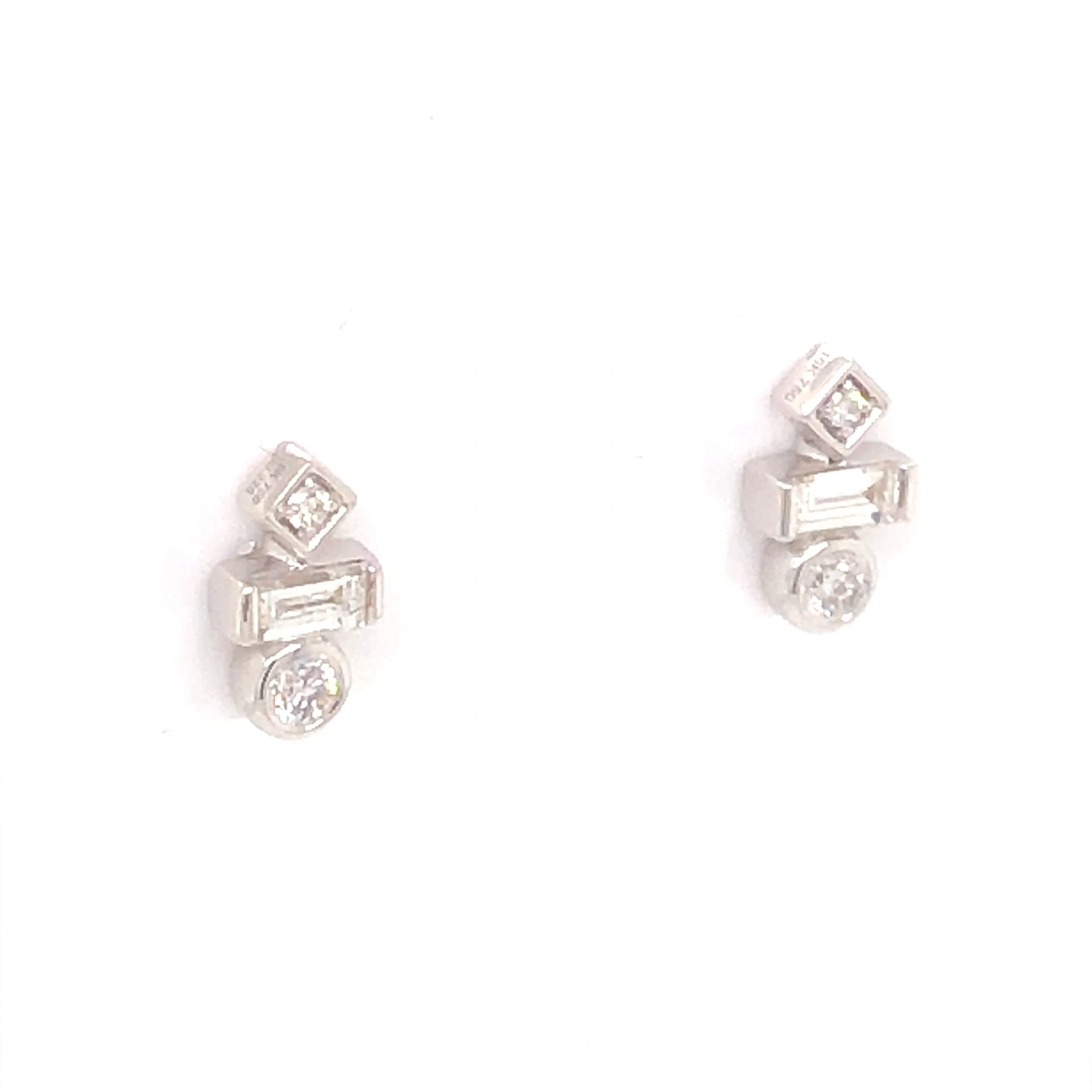 .23 Geometric Diamond Stud Earrings in 18k White Gold - Image 3