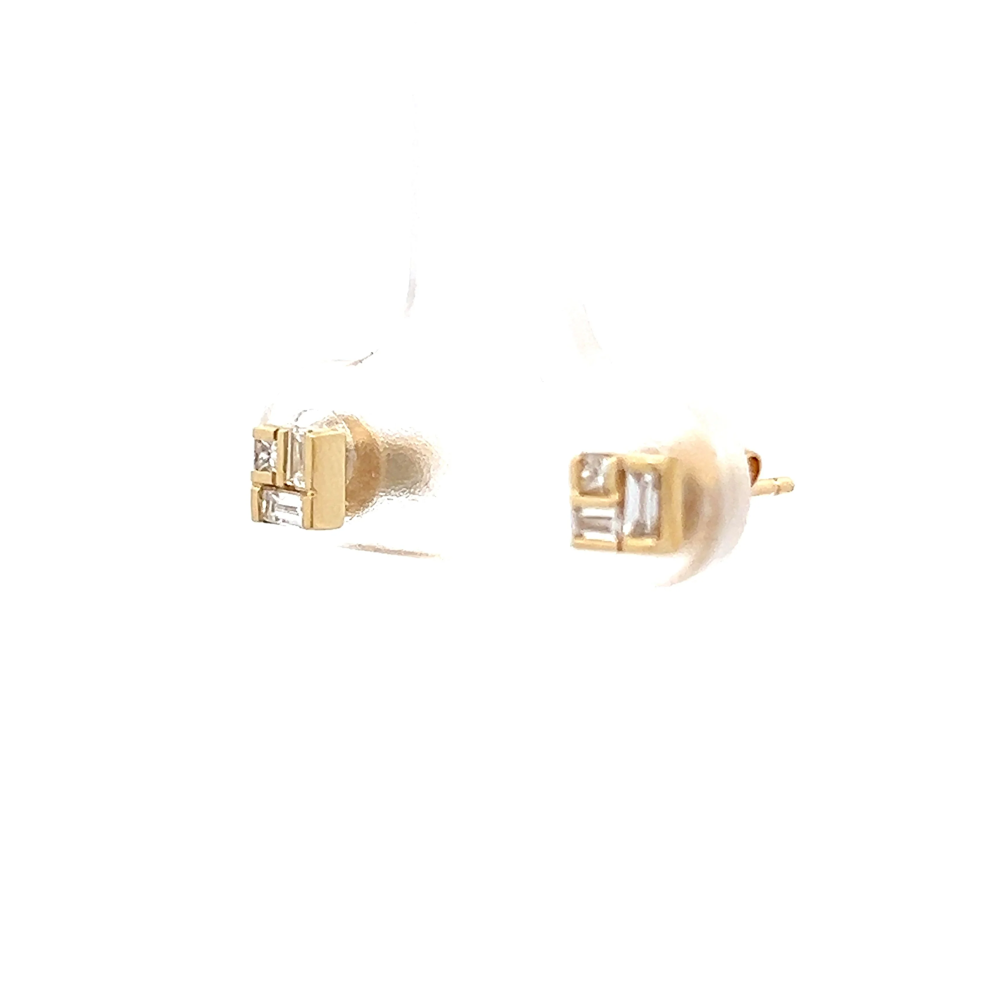 .23 Princess & Baguette Diamond Earrings in 14k - Image 2