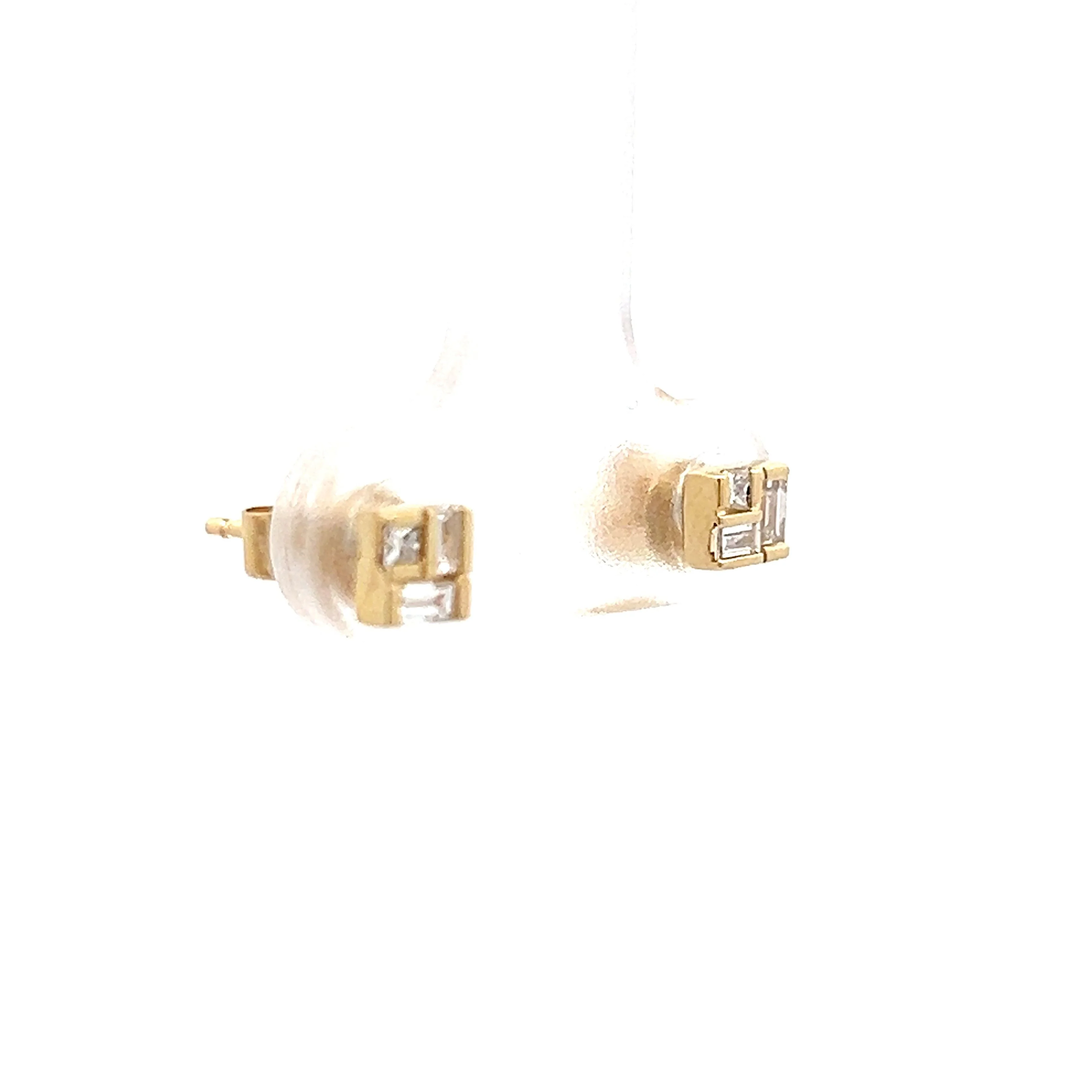 .23 Princess & Baguette Diamond Earrings in 14k - Image 3