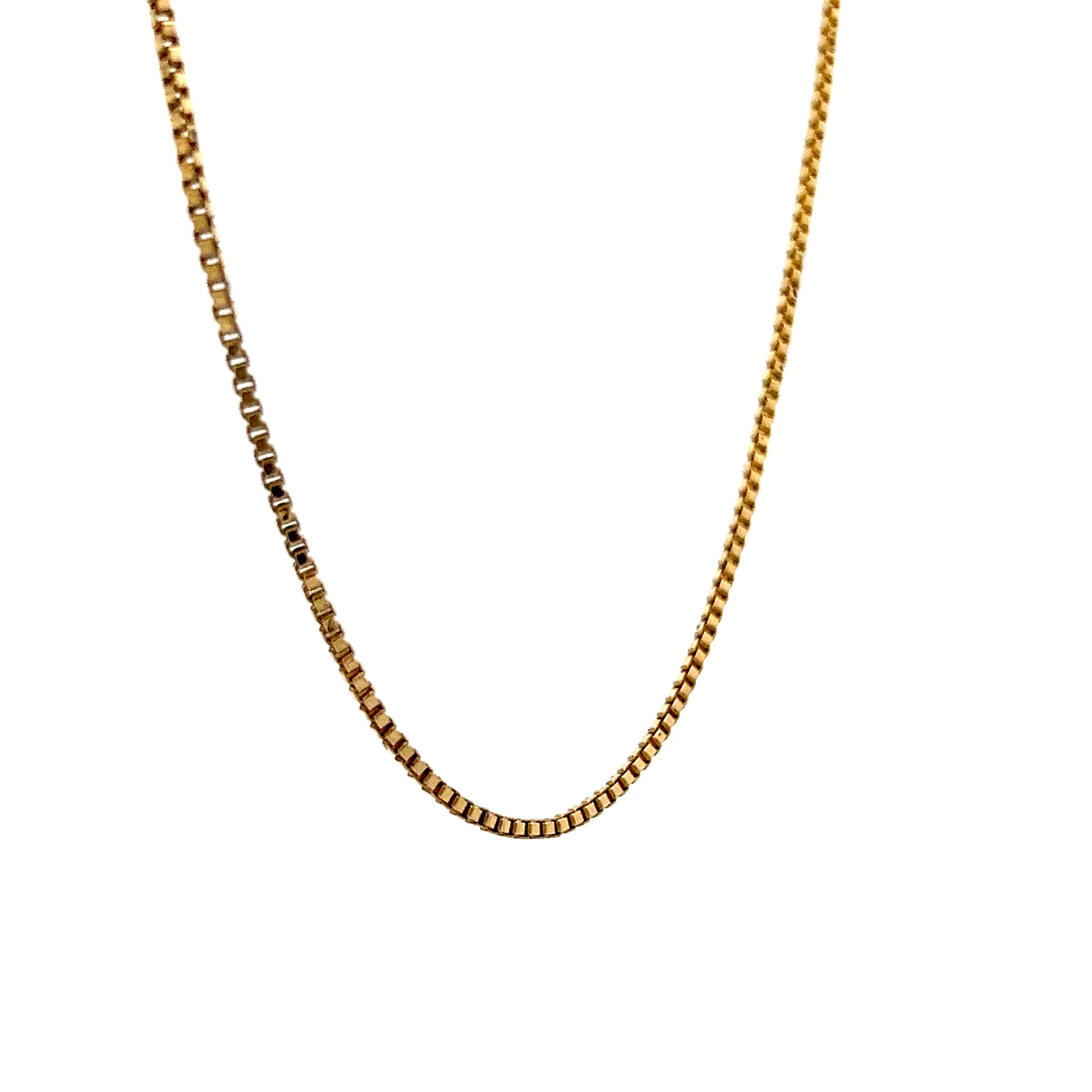 23" Square Link Box Chain Necklace 14k Yellow Gold - Image 3