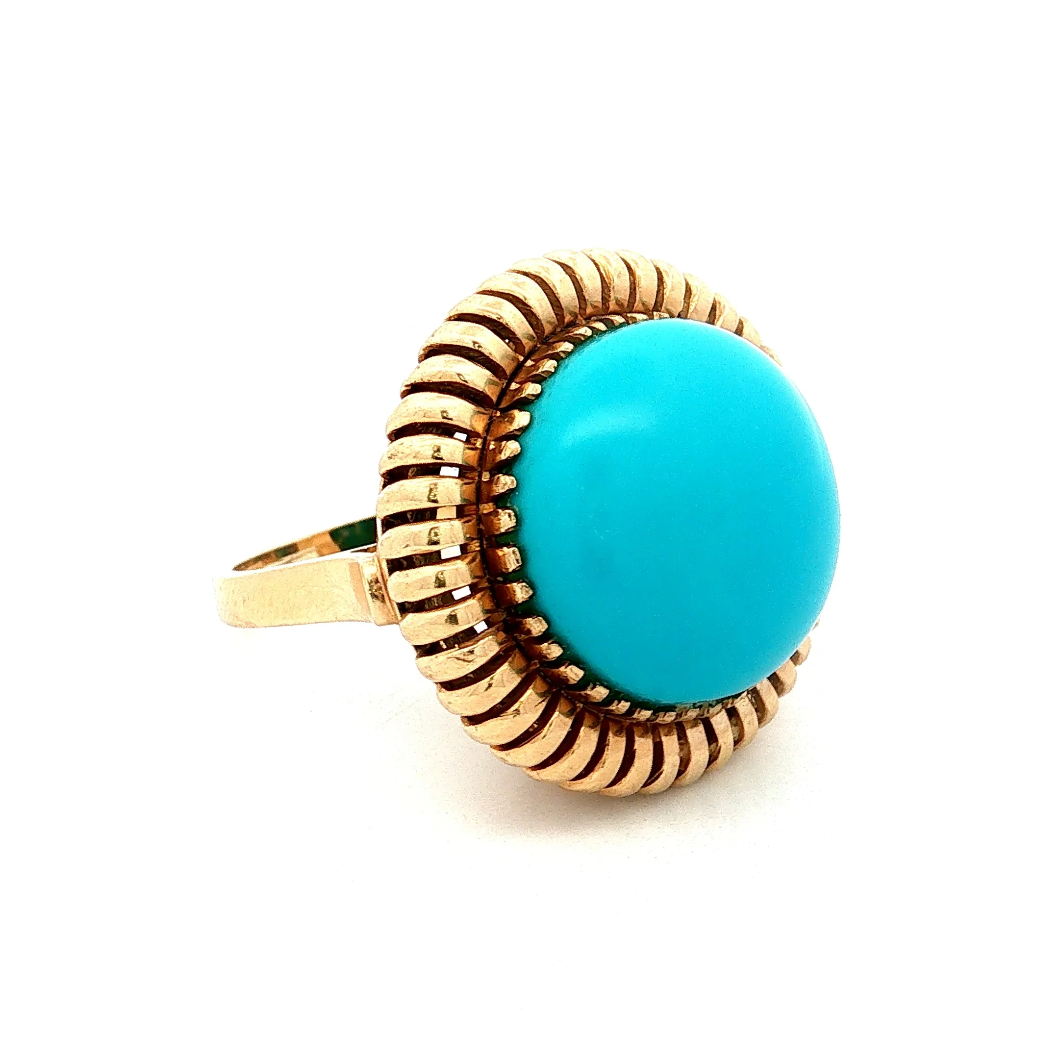 24.00 Vintage Mid-Century Turquoise Cocktail Ring 14k - Image 3