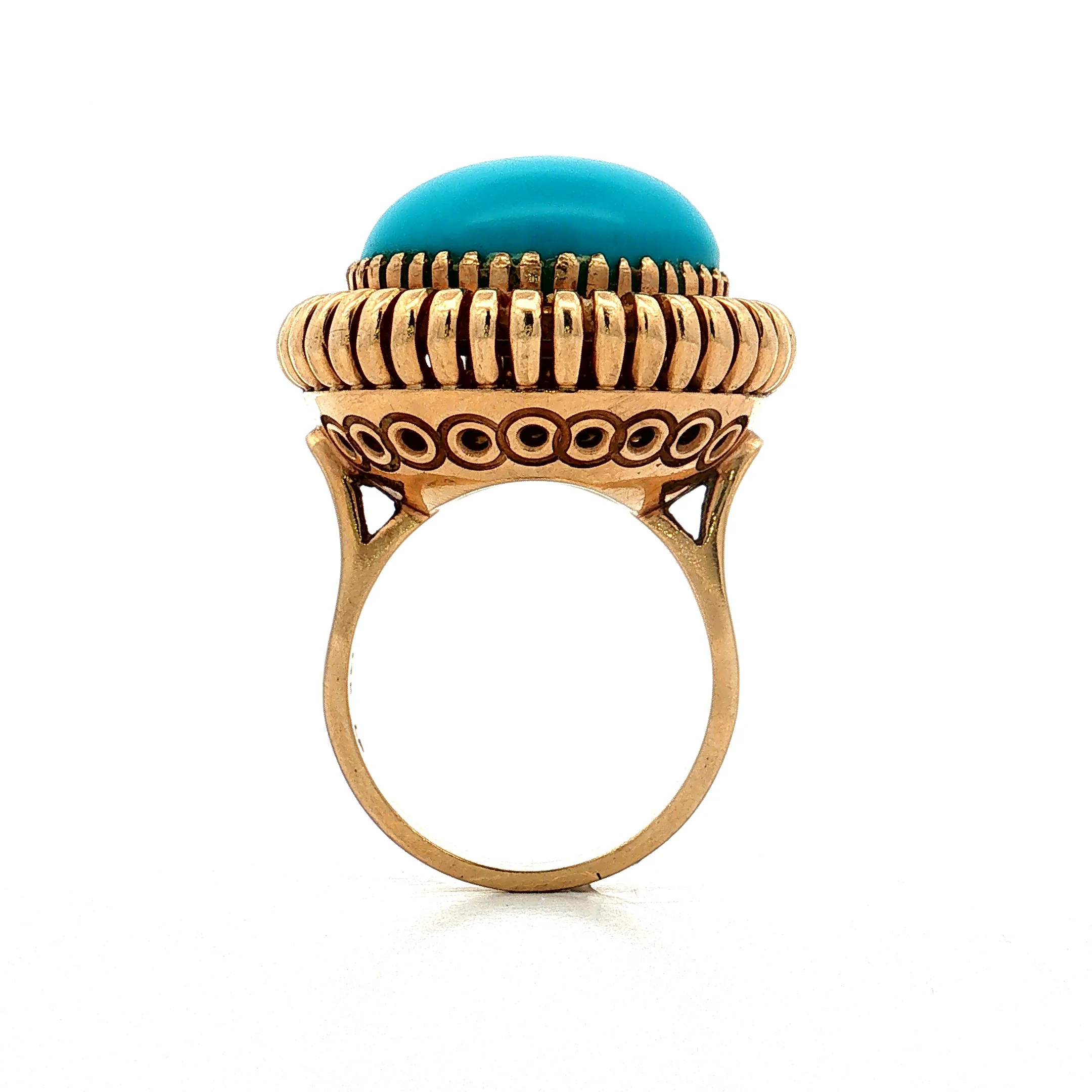 24.00 Vintage Mid-Century Turquoise Cocktail Ring 14k - Image 4