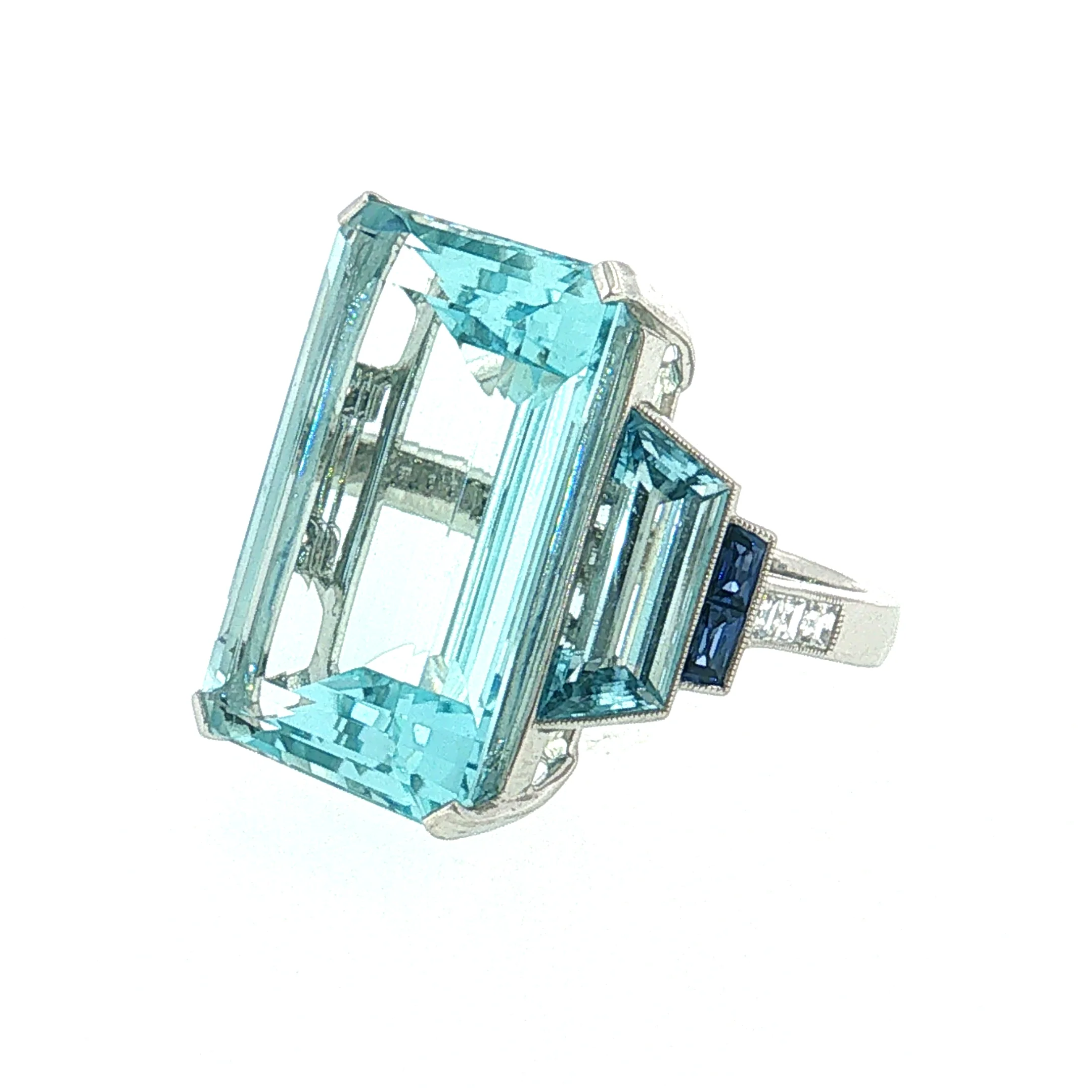24.12 Aquamarine Cocktail Ring Platinum - Image 2