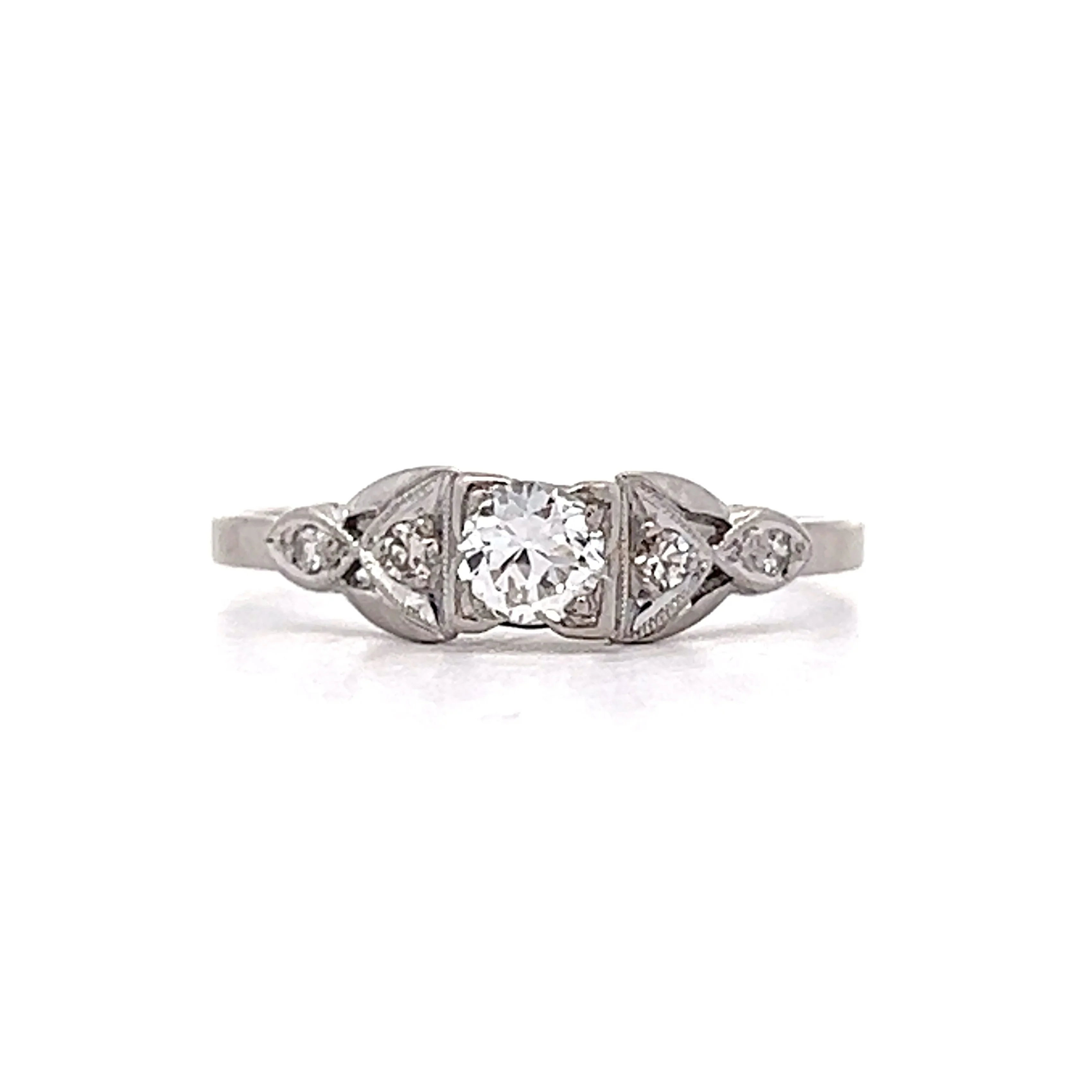 .24 Antique Deco Geometric Engagement Ring in Platinum