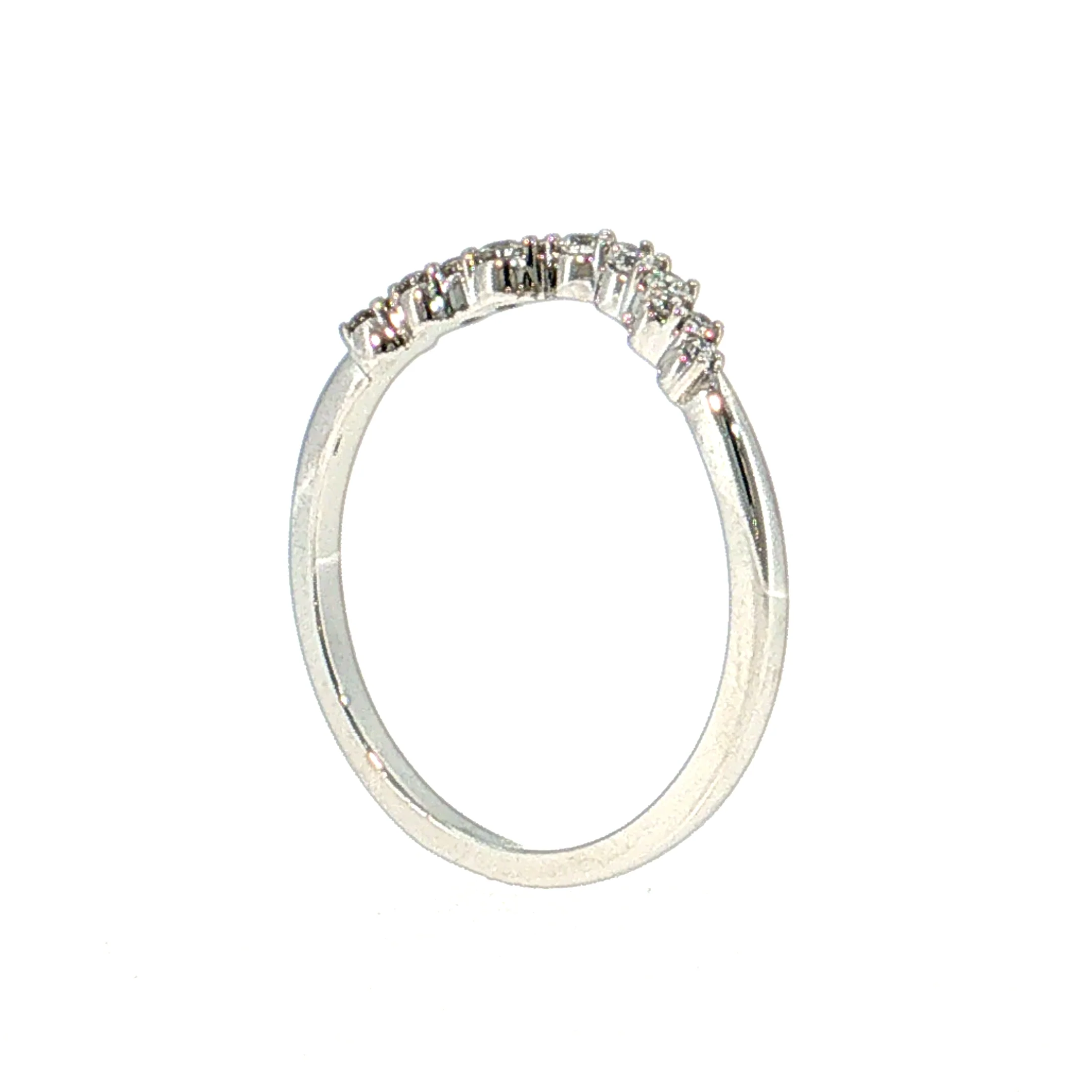 .24 Diamond Contoured Wedding Band 14k White Gold - Image 5