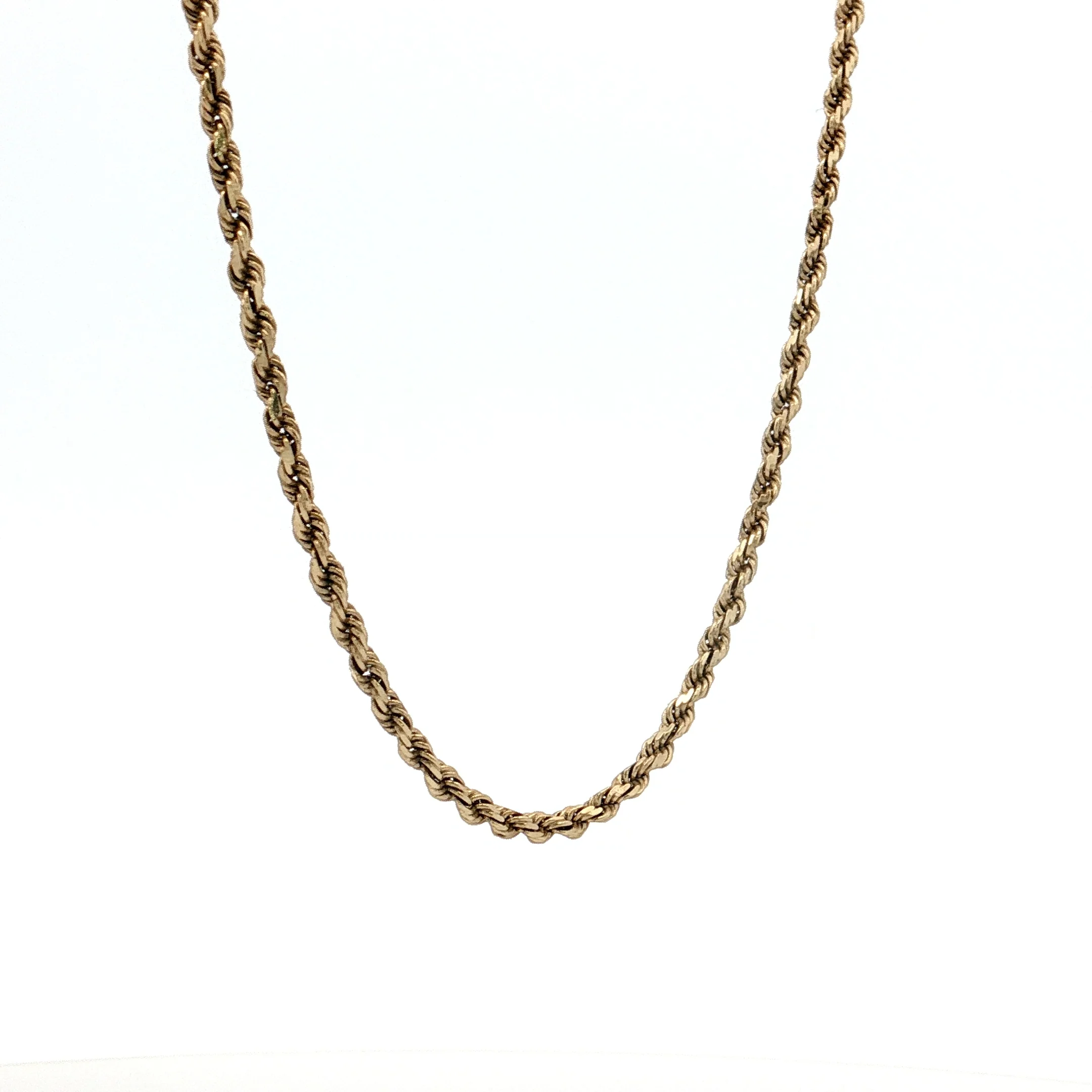 24" Diamond Cut Rope Chain Necklace 14k Yellow Gold - Image 3