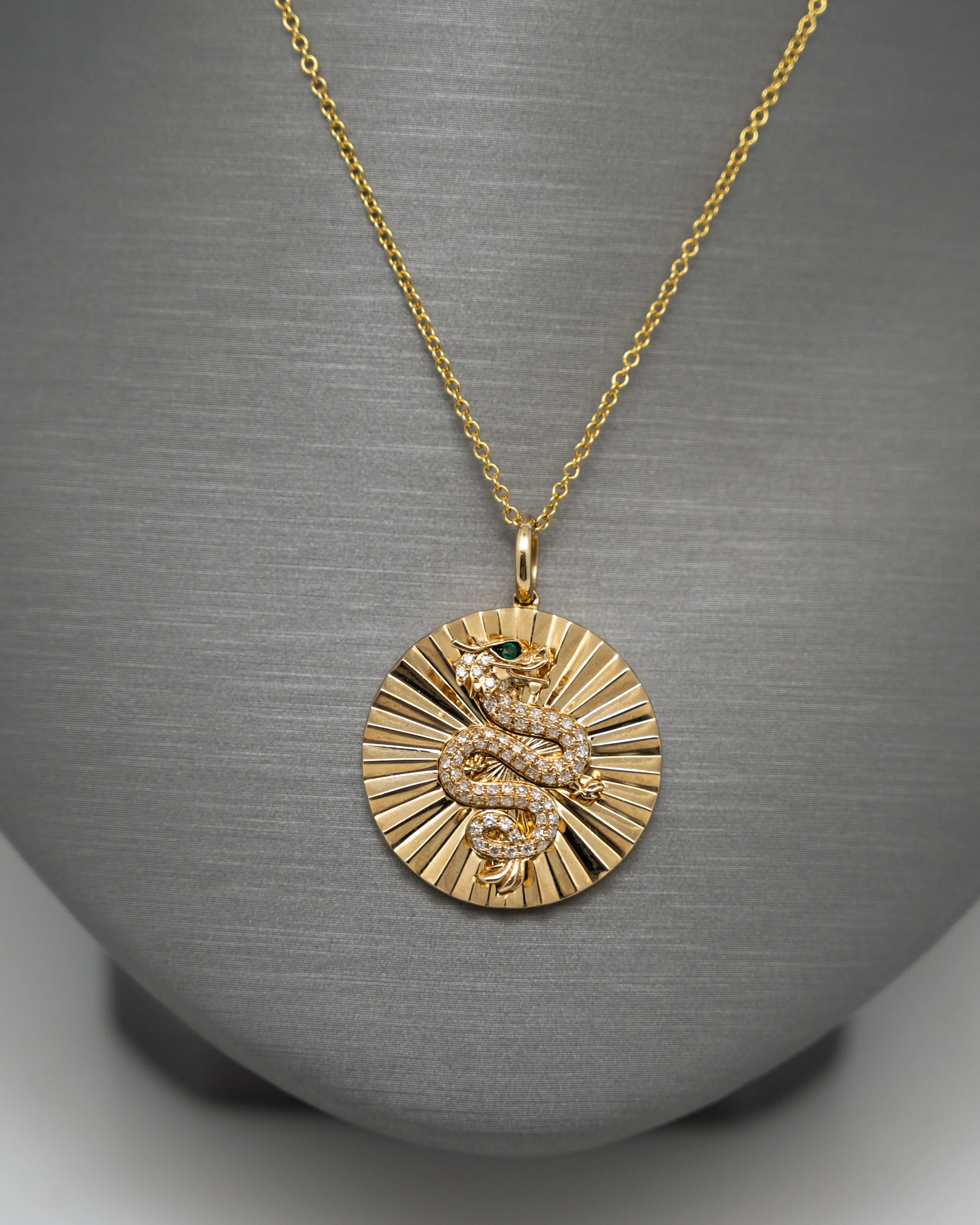 .24 Diamond Dragon Pendant in 14k Yellow Gold - Image 5