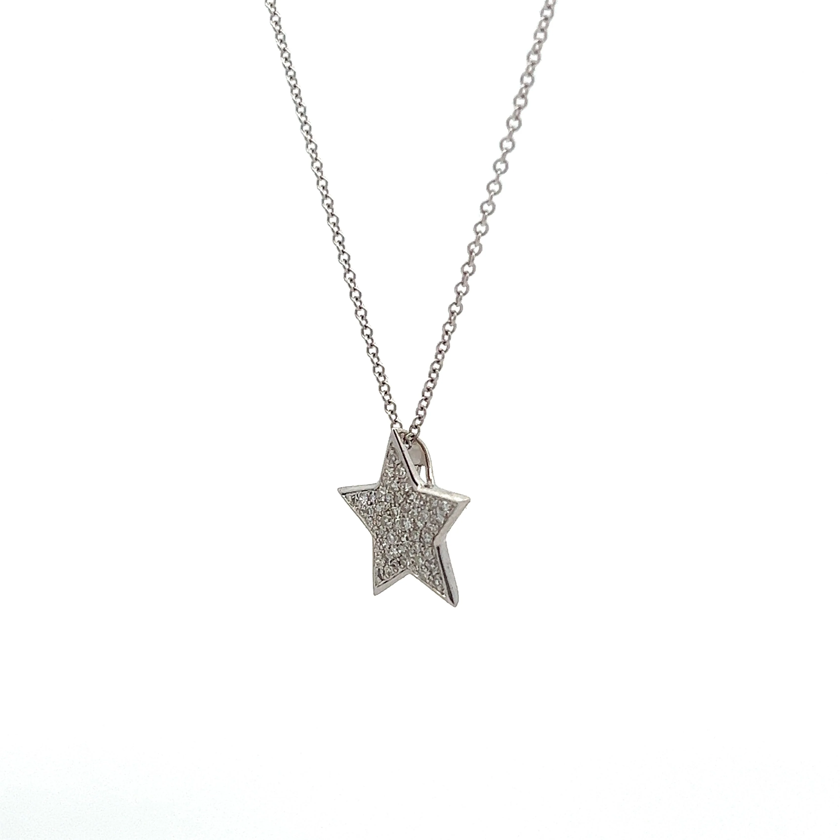.24 Diamond Star Pendant in 14k White Gold - Image 2