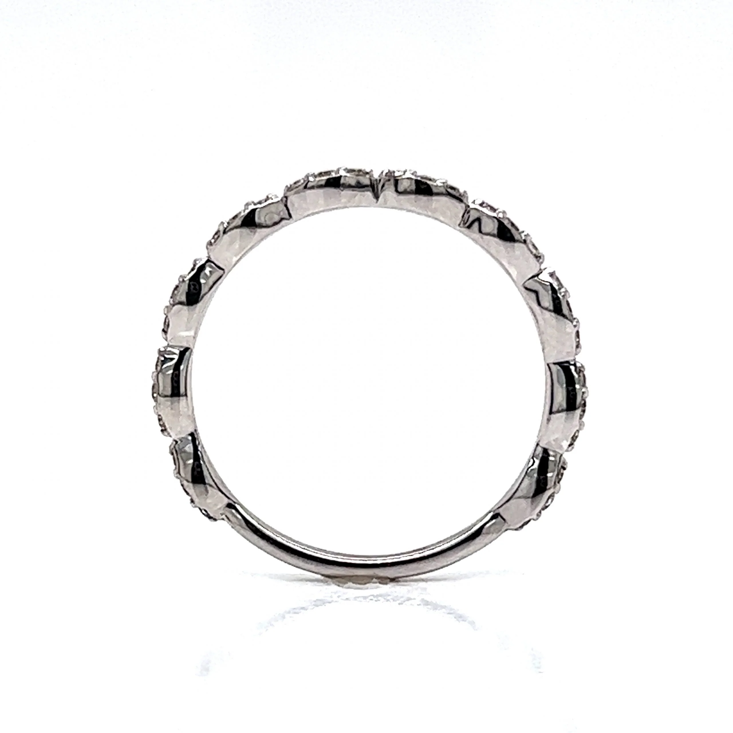 .24 Diamond Station Wedding Band in 14k White Gold - Image 4