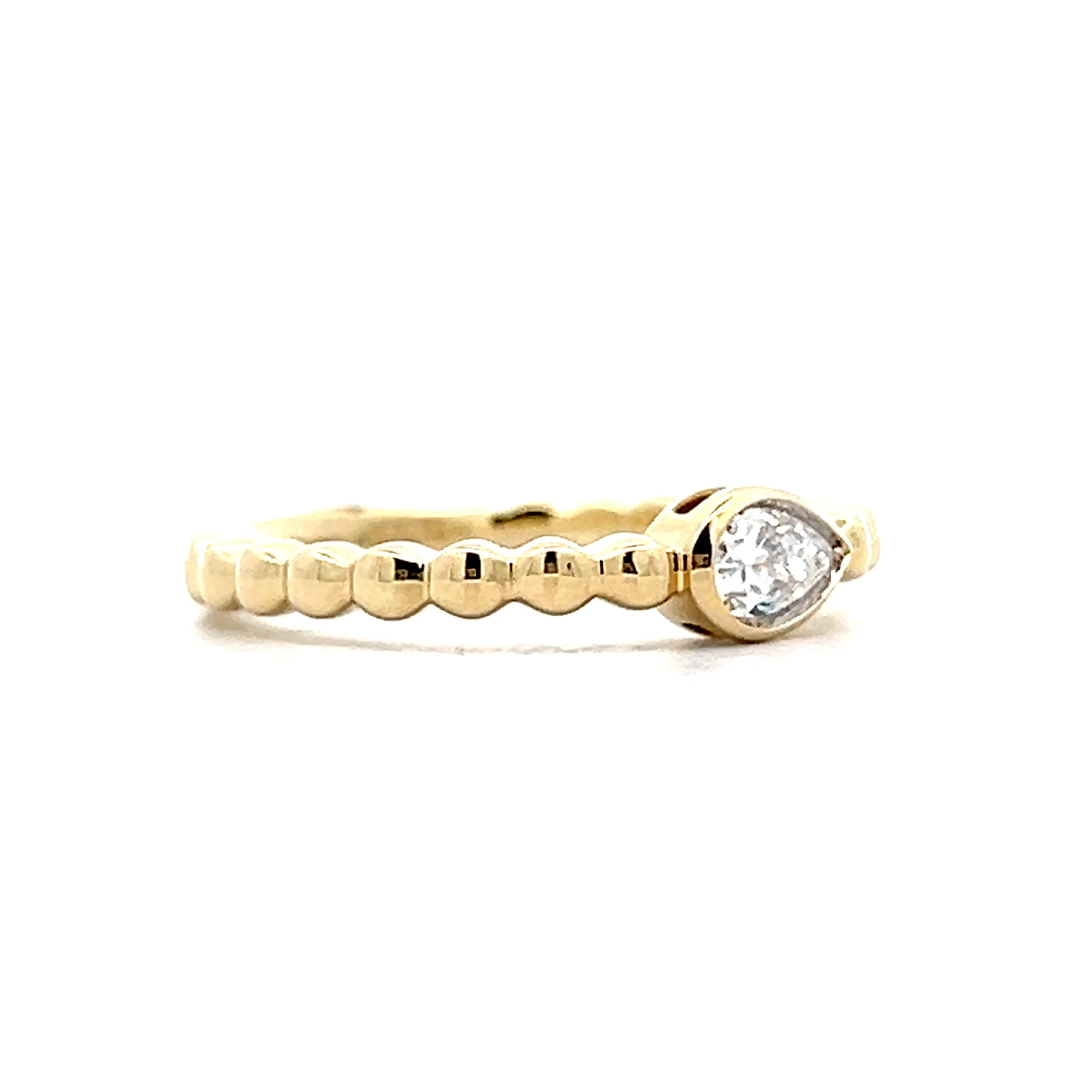 .24 Pear Diamond Stacking Ring in 14k Yellow Gold - Image 3