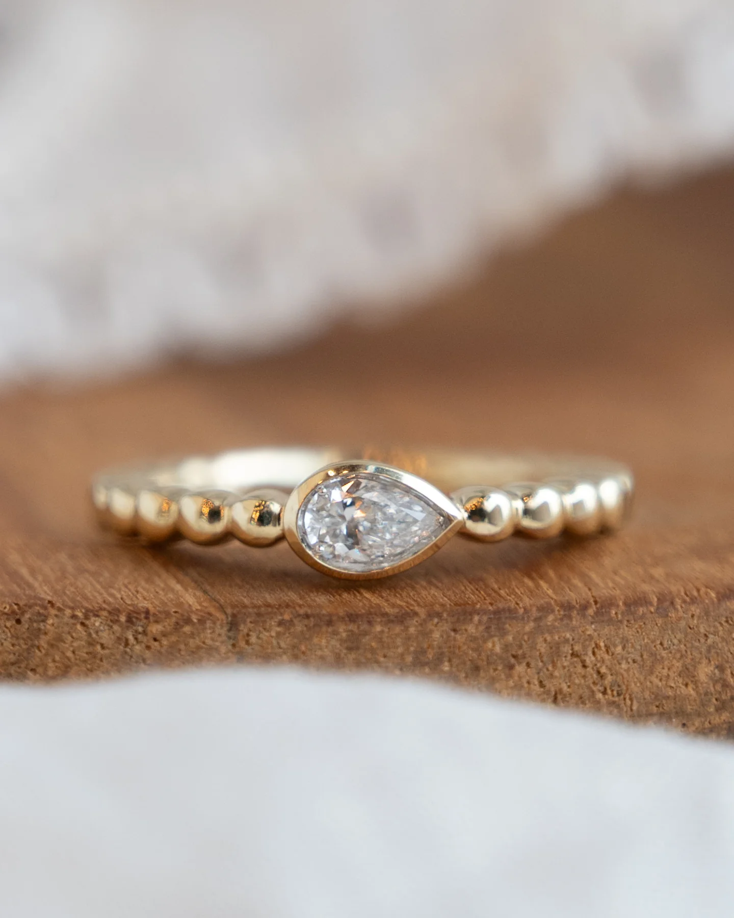 .24 Pear Diamond Stacking Ring in 14k Yellow Gold - Image 6