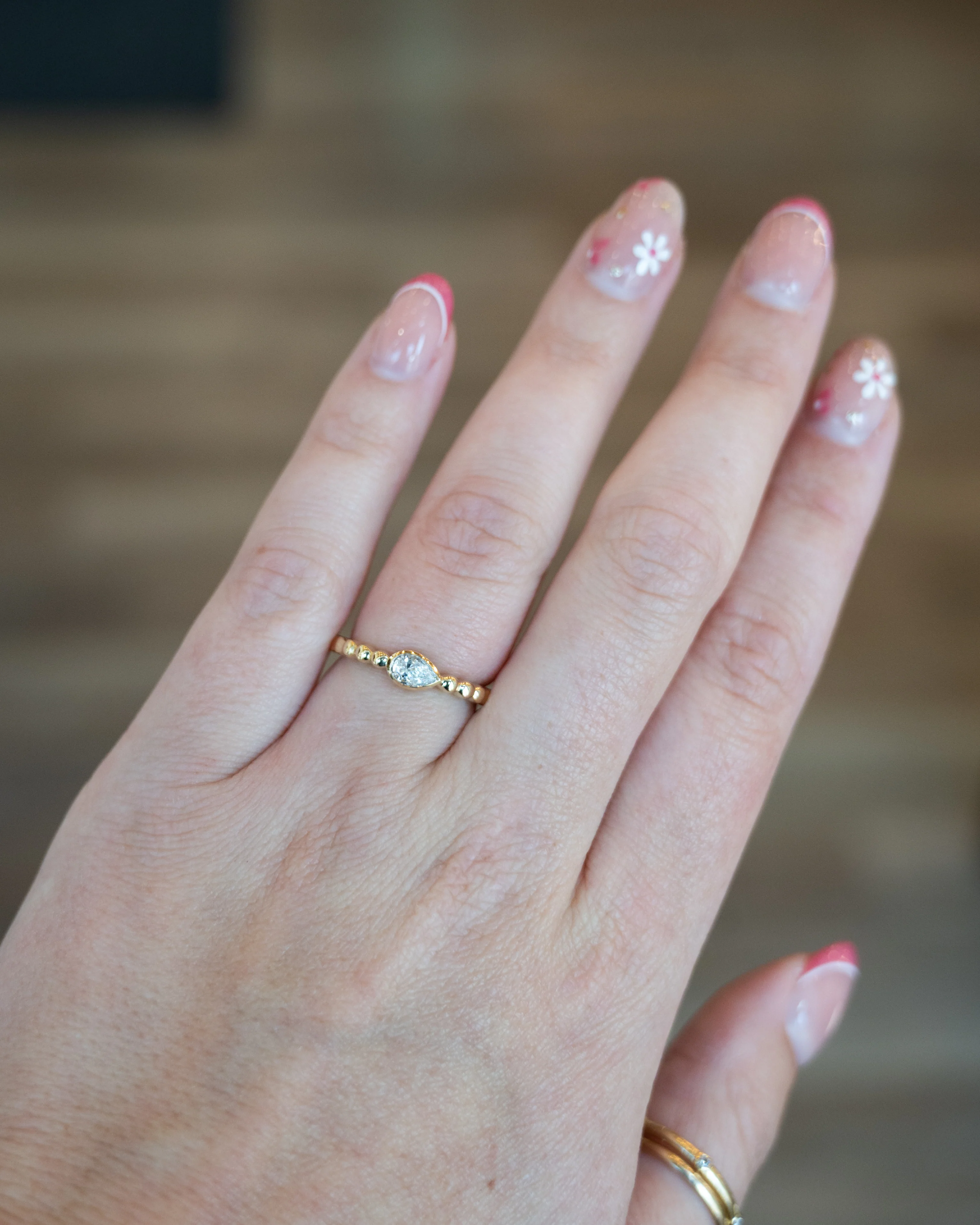 .24 Pear Diamond Stacking Ring in 14k Yellow Gold - Image 7