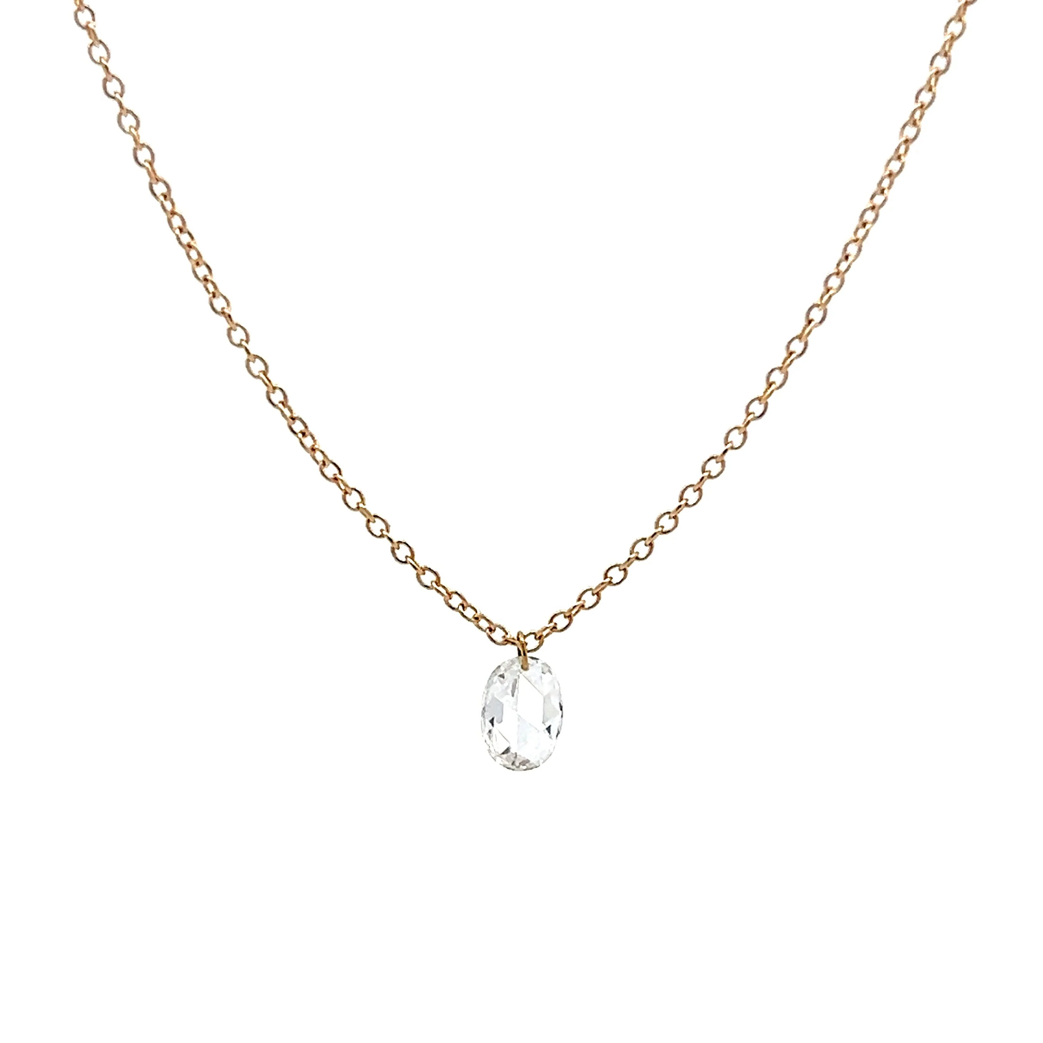 .24 Rose Cut Diamond Necklace in 14k Yellow Gold