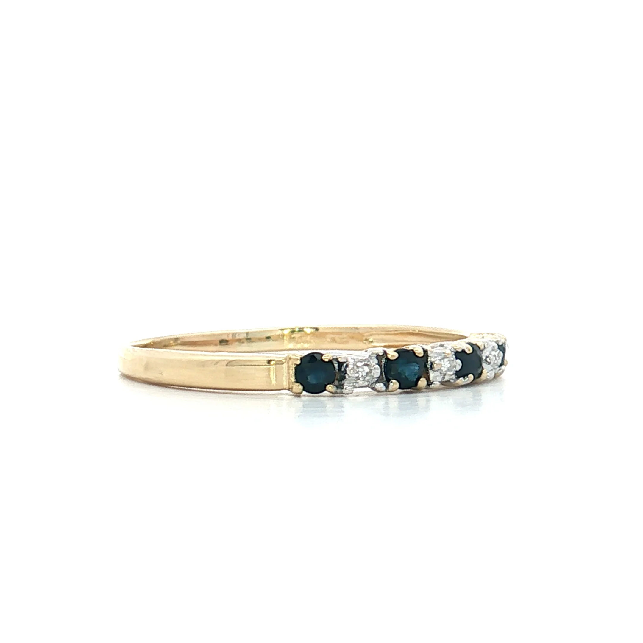 .24 Round Sapphire & Diamond Stacking Band 10k Yellow Gold - Image 3