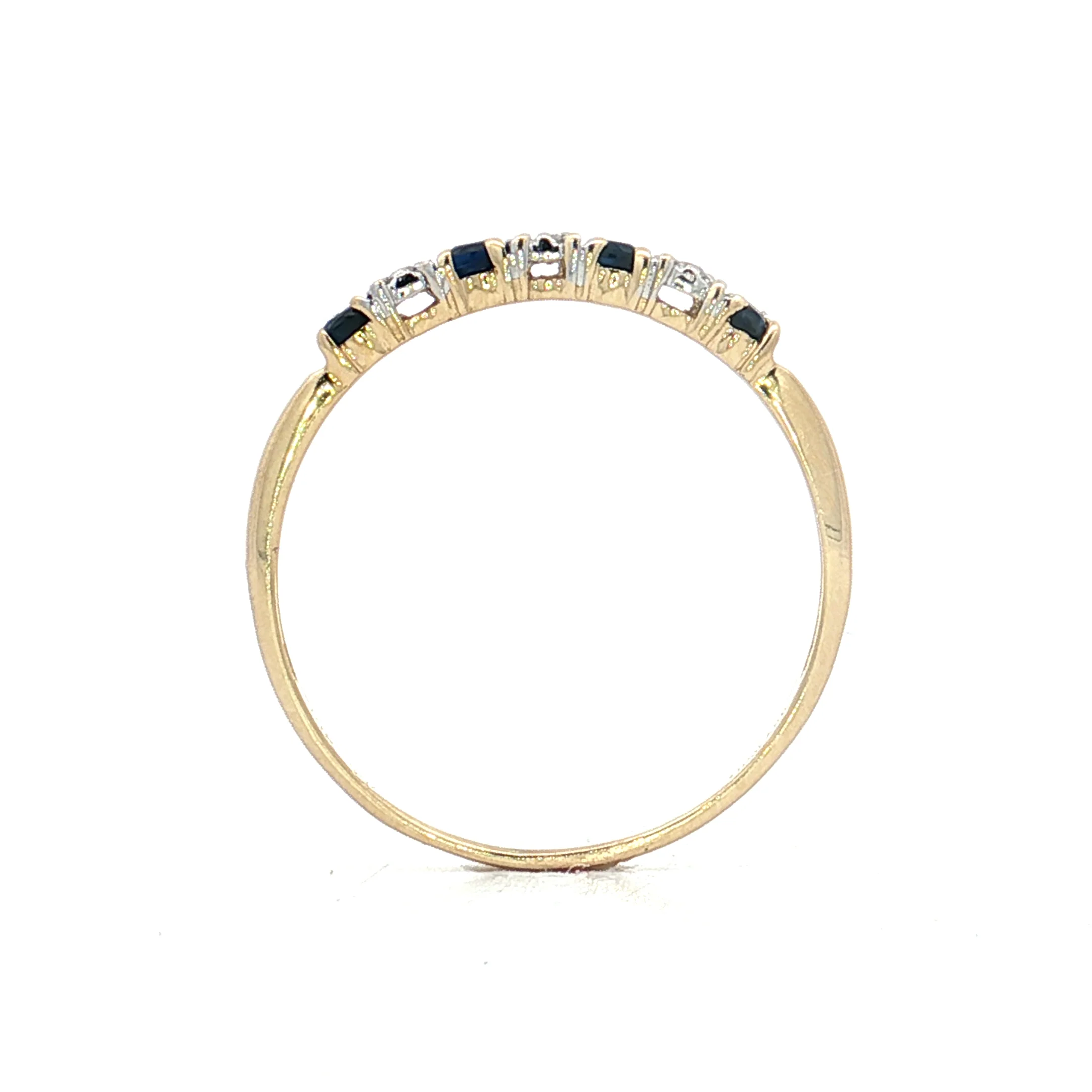 .24 Round Sapphire & Diamond Stacking Band 10k Yellow Gold - Image 4