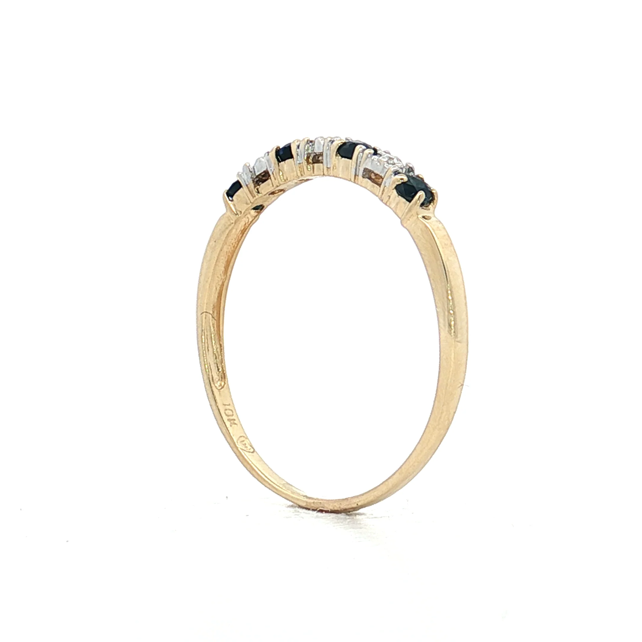 .24 Round Sapphire & Diamond Stacking Band 10k Yellow Gold - Image 5