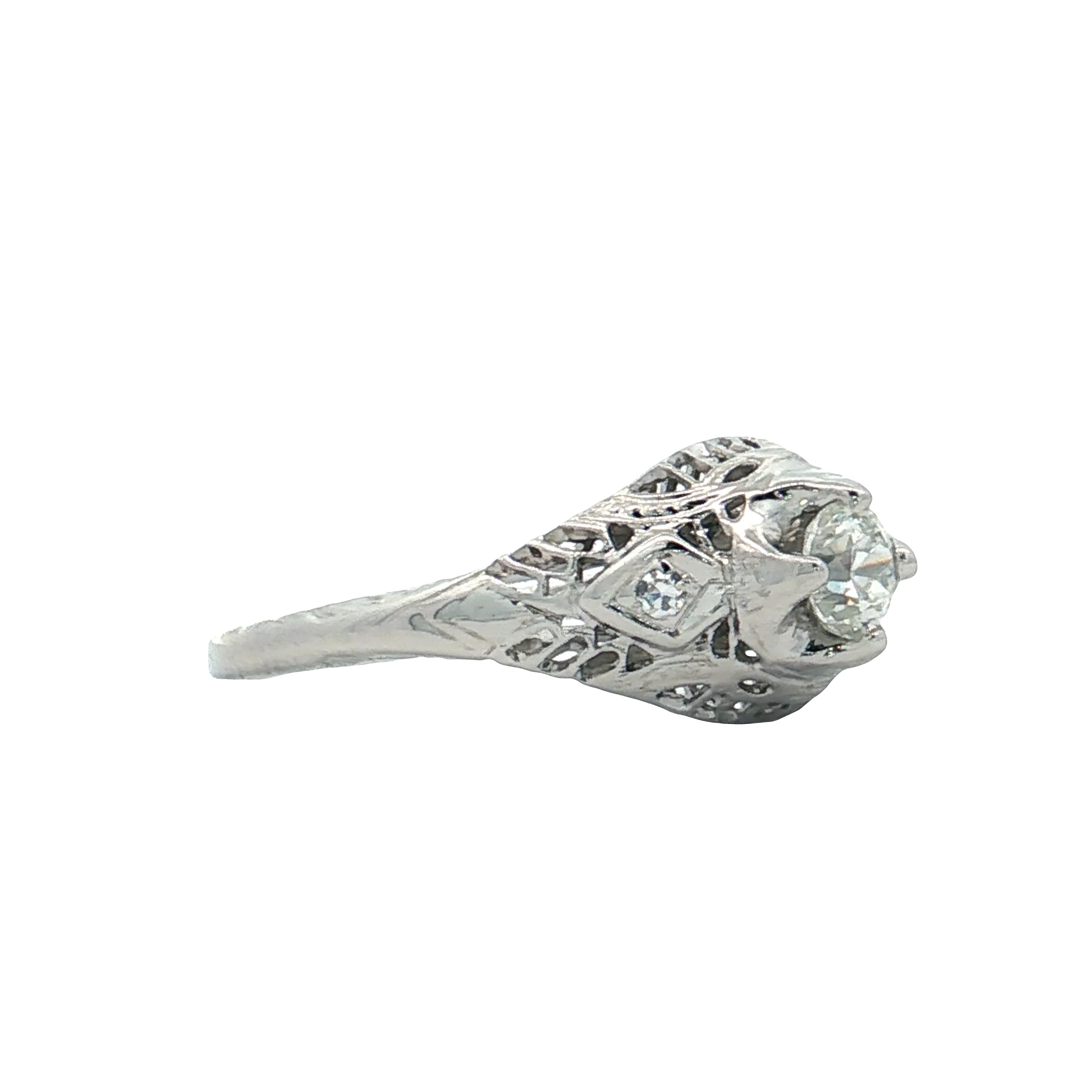 .25 Antique Deco Diamond Filigree Engagement Ring 18k - Image 3