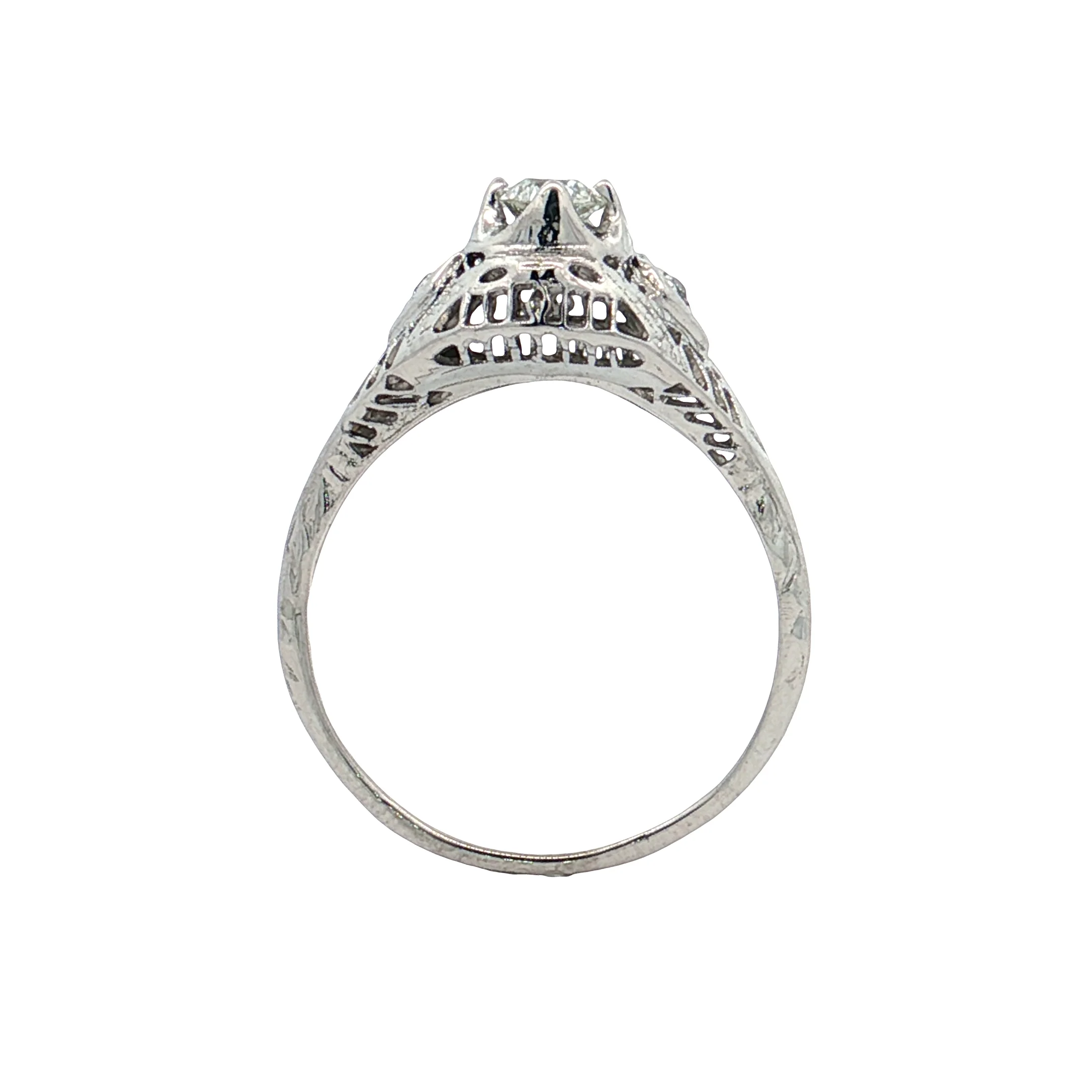 .25 Antique Deco Diamond Filigree Engagement Ring 18k - Image 4