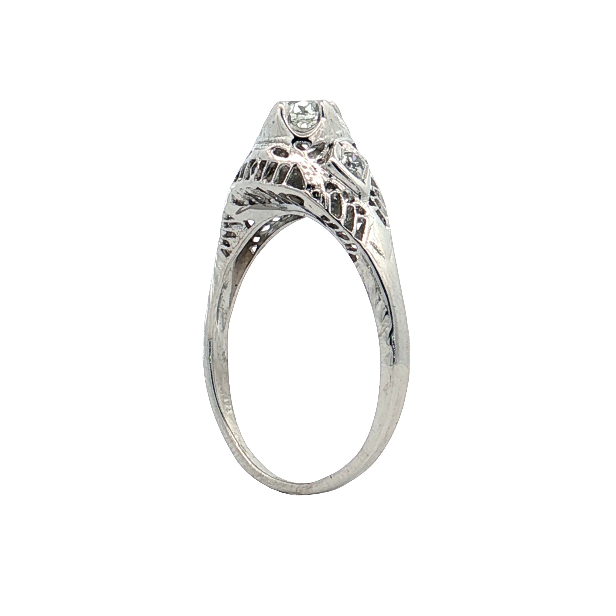 .25 Antique Deco Diamond Filigree Engagement Ring 18k - Image 5