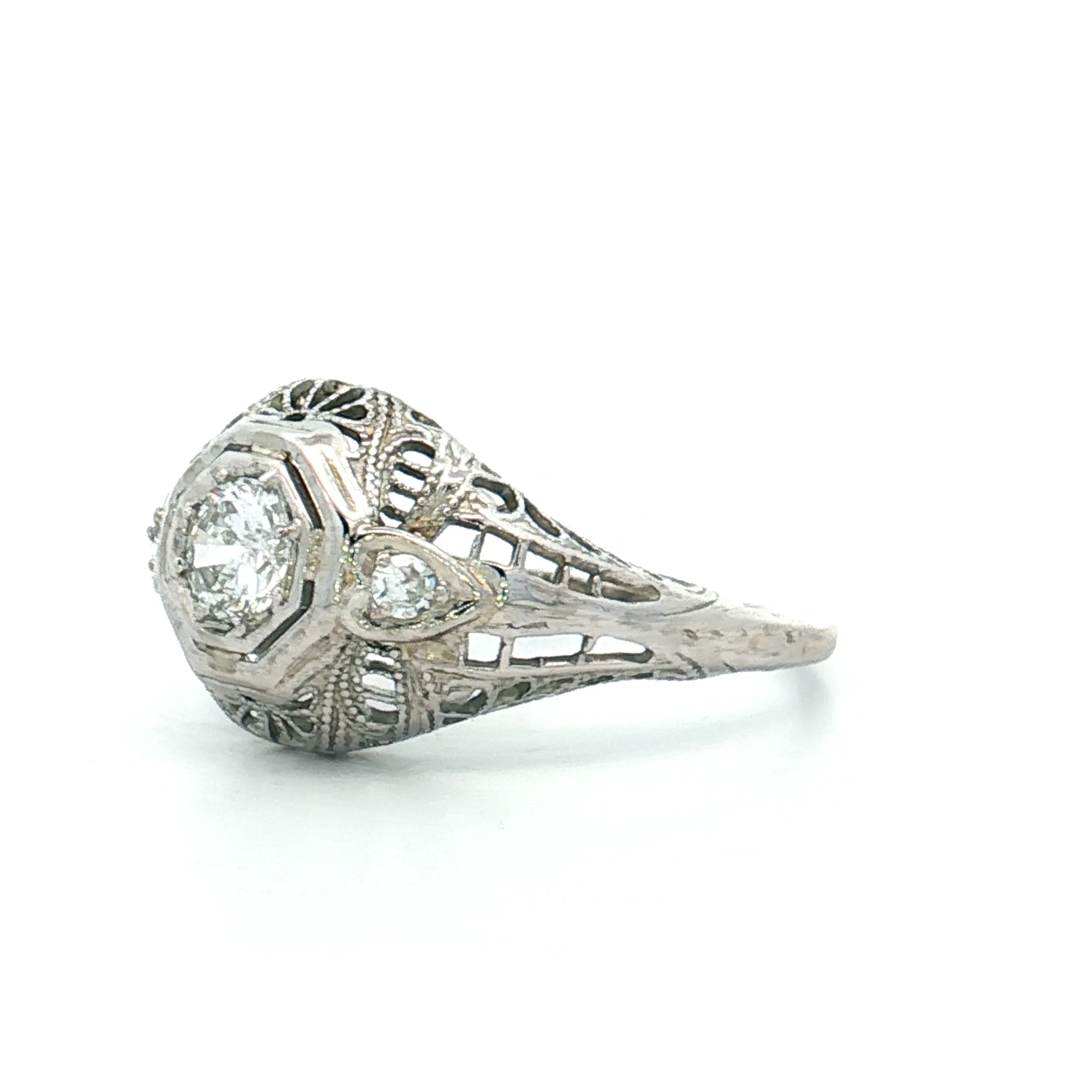 .25 Antique Diamond Three Stone Engagement Ring 18k - Image 2