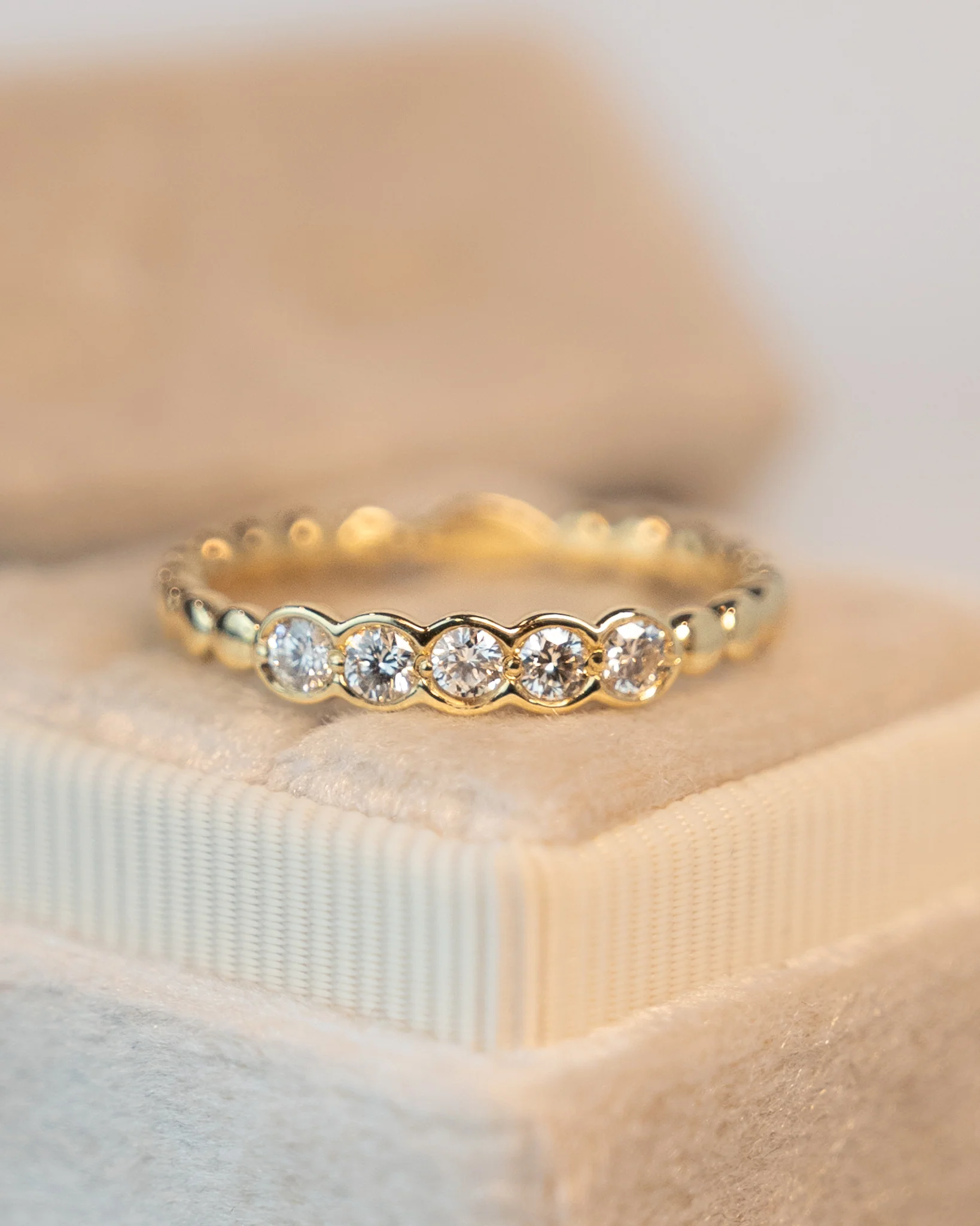 .25 Bezel Diamond Five Stone Band in 14k Yellow Gold - Image 7
