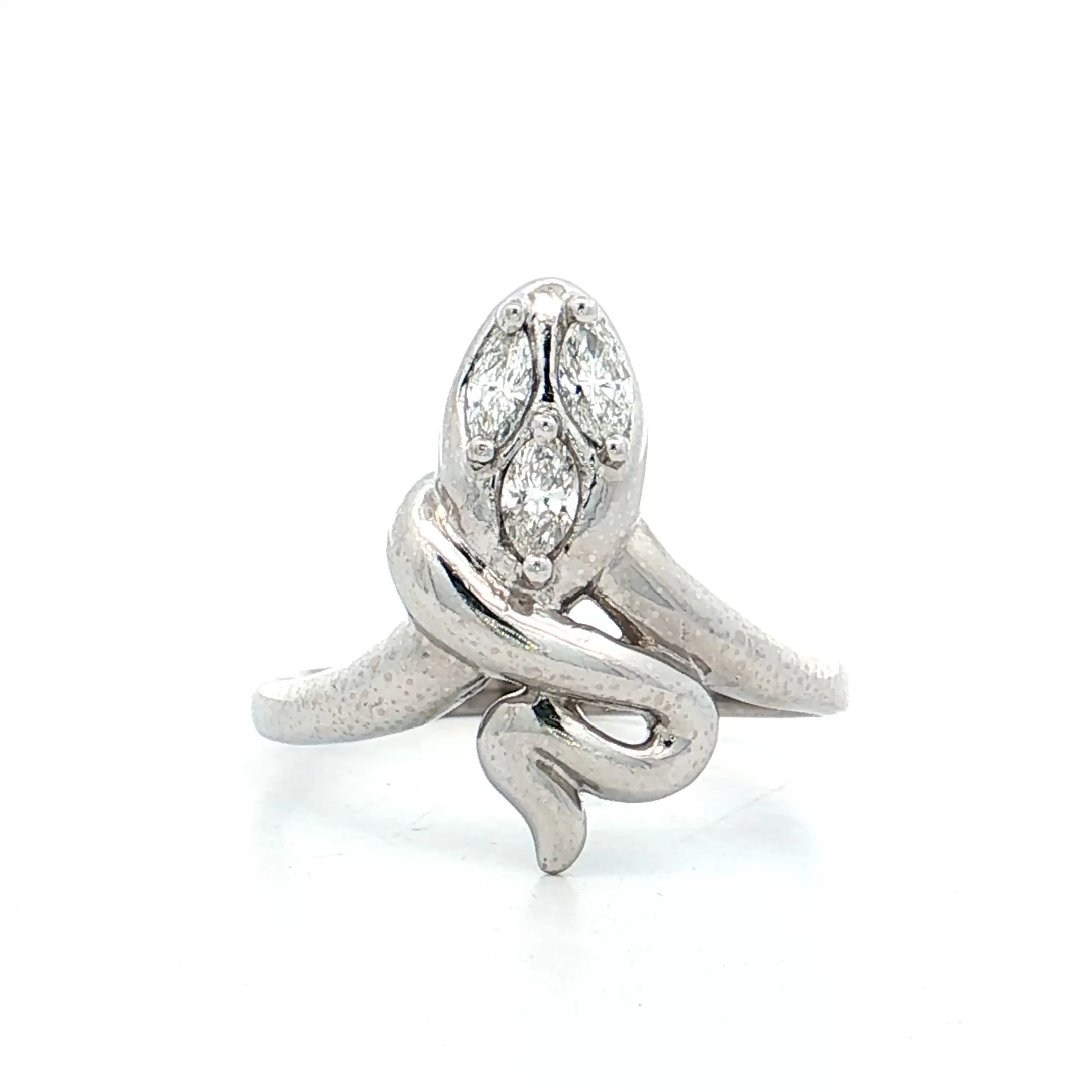 .25 Diamond Snake Cocktail Ring 18k White Gold